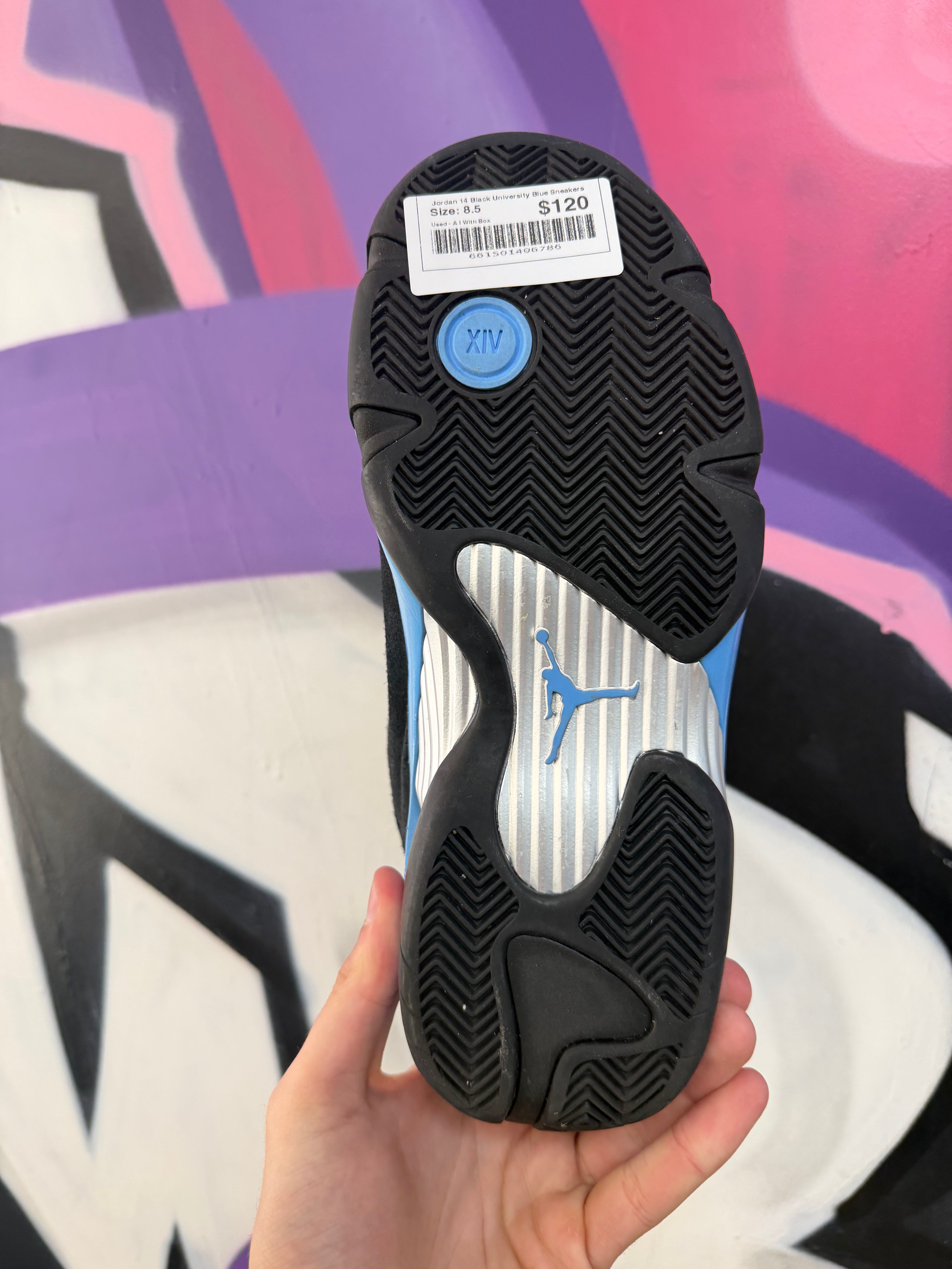 Jordan 14 Black University Blue Sneakers