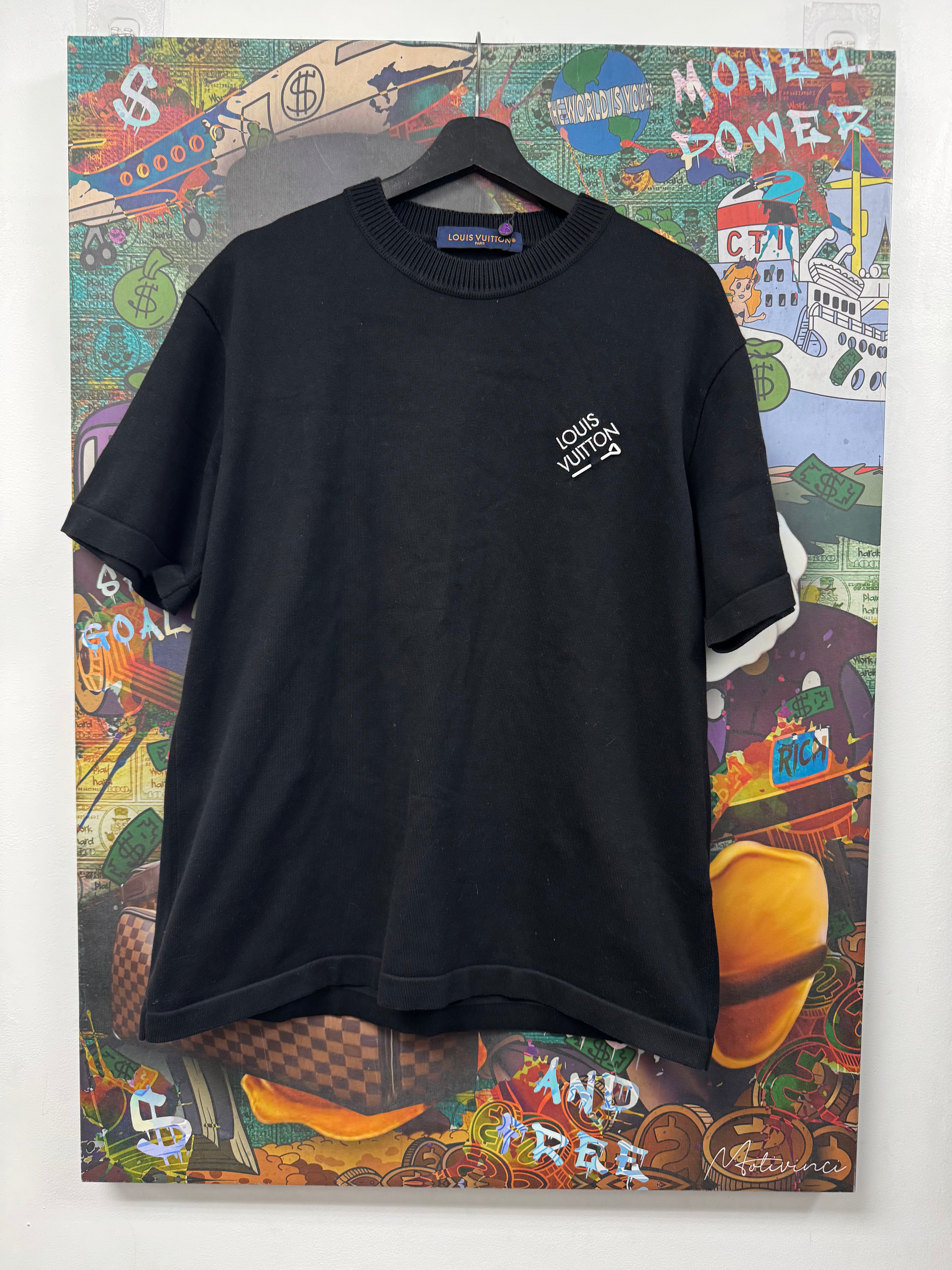 Louis Vuitton Black White Signature Logo Tee