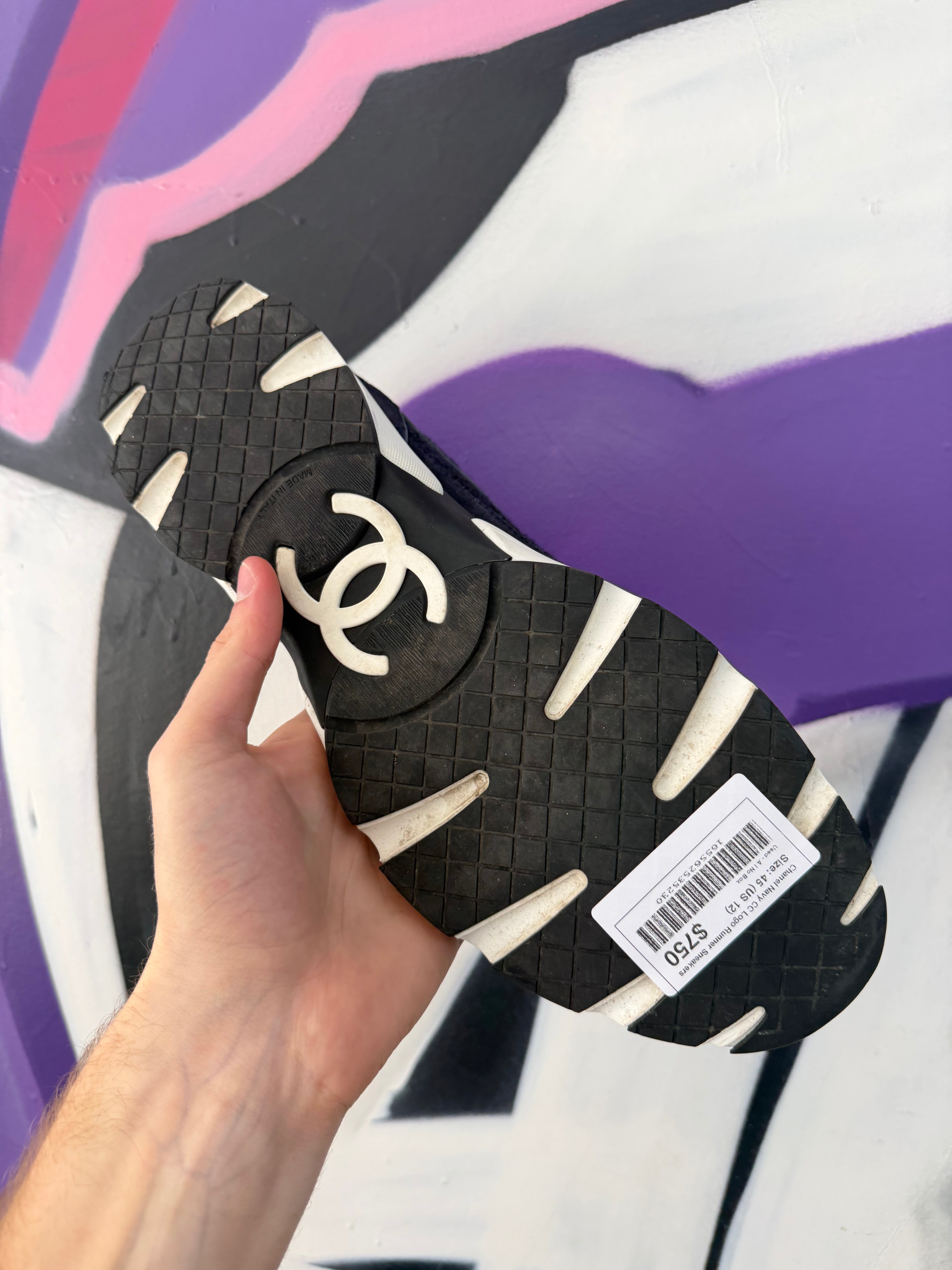Chanel Navy CC Logo Runner Sneakers