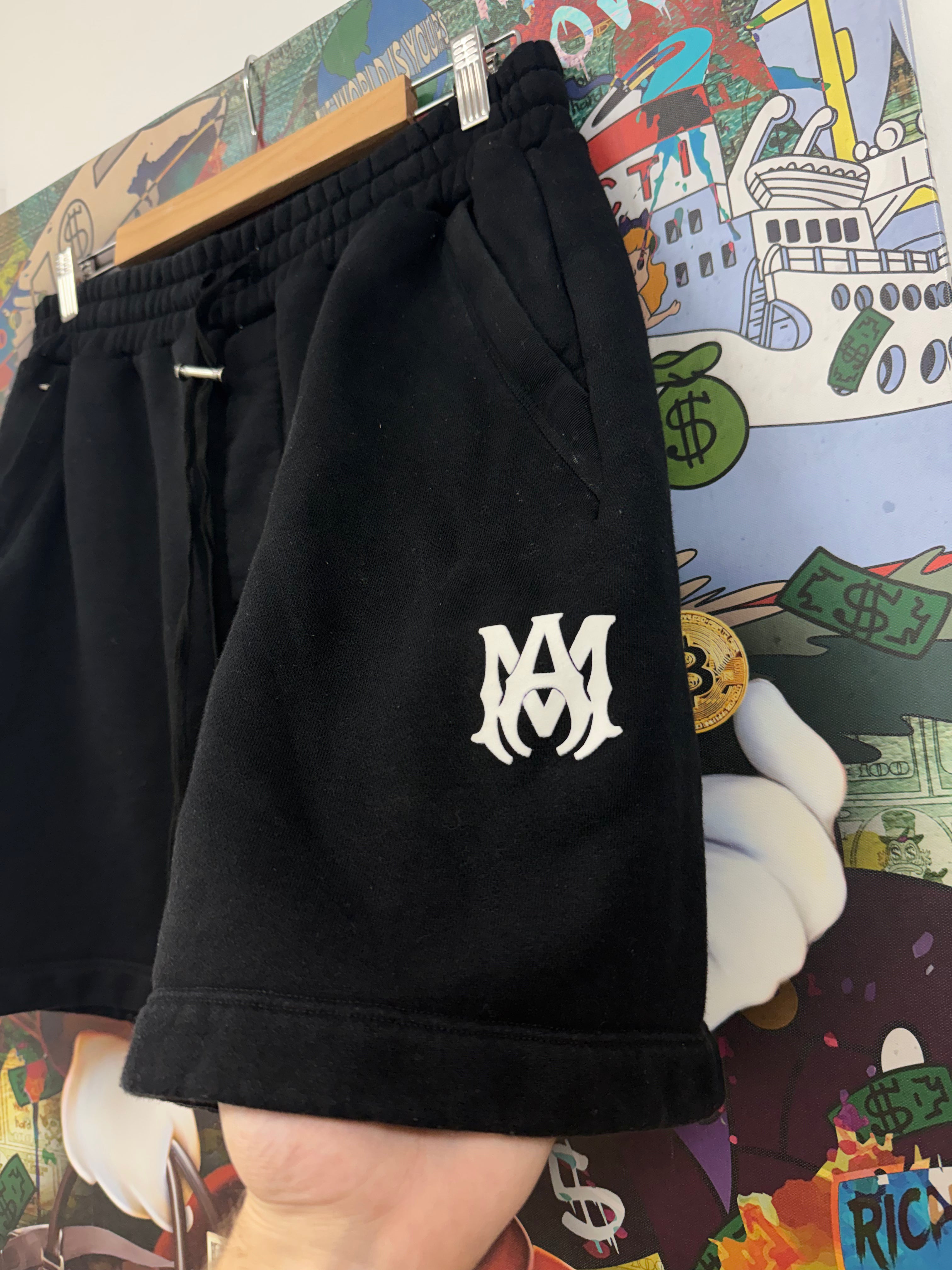 Amiri Black White MA Logo Shorts
