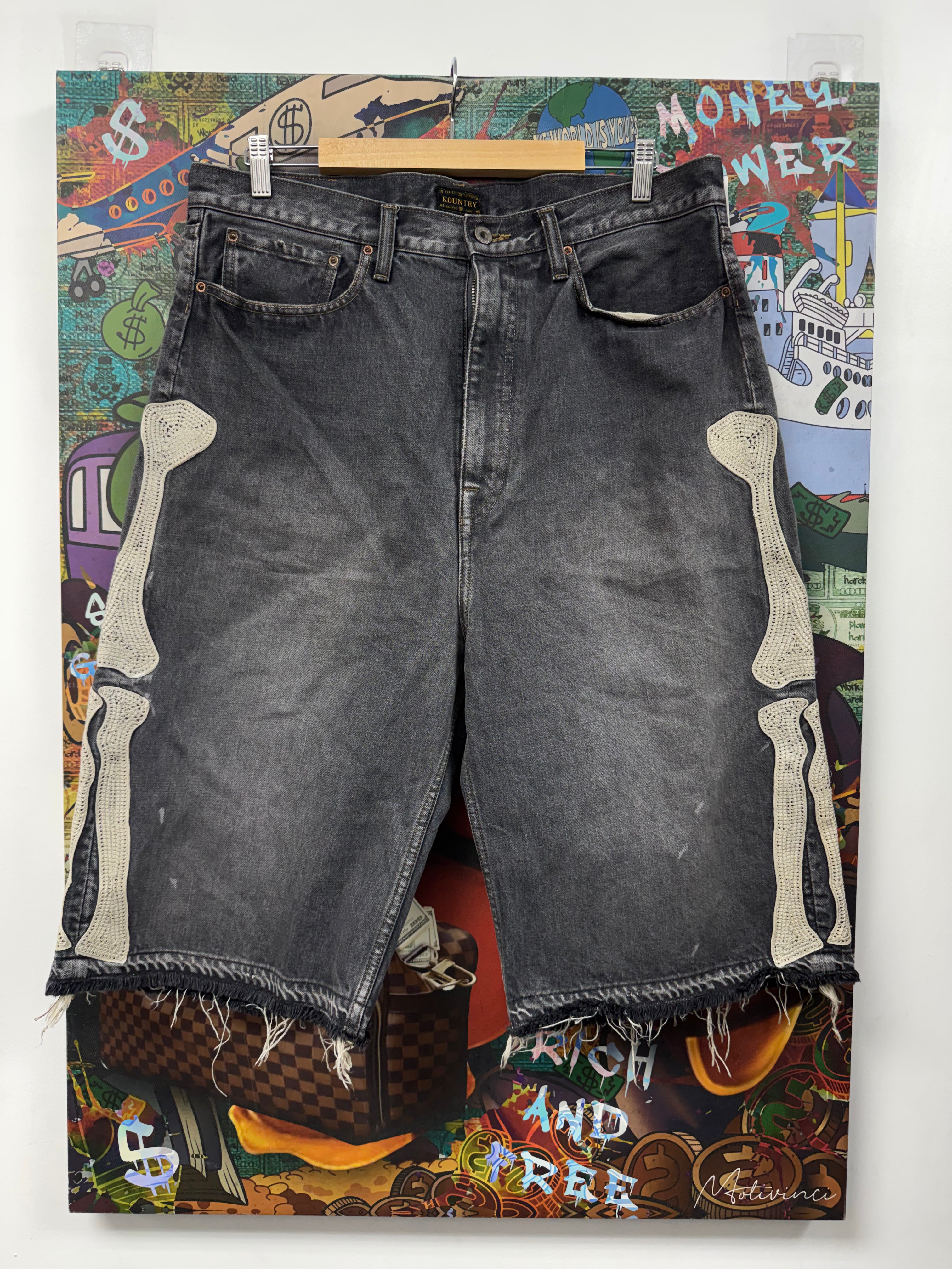 Kapital Grey Bone Jean Shorts