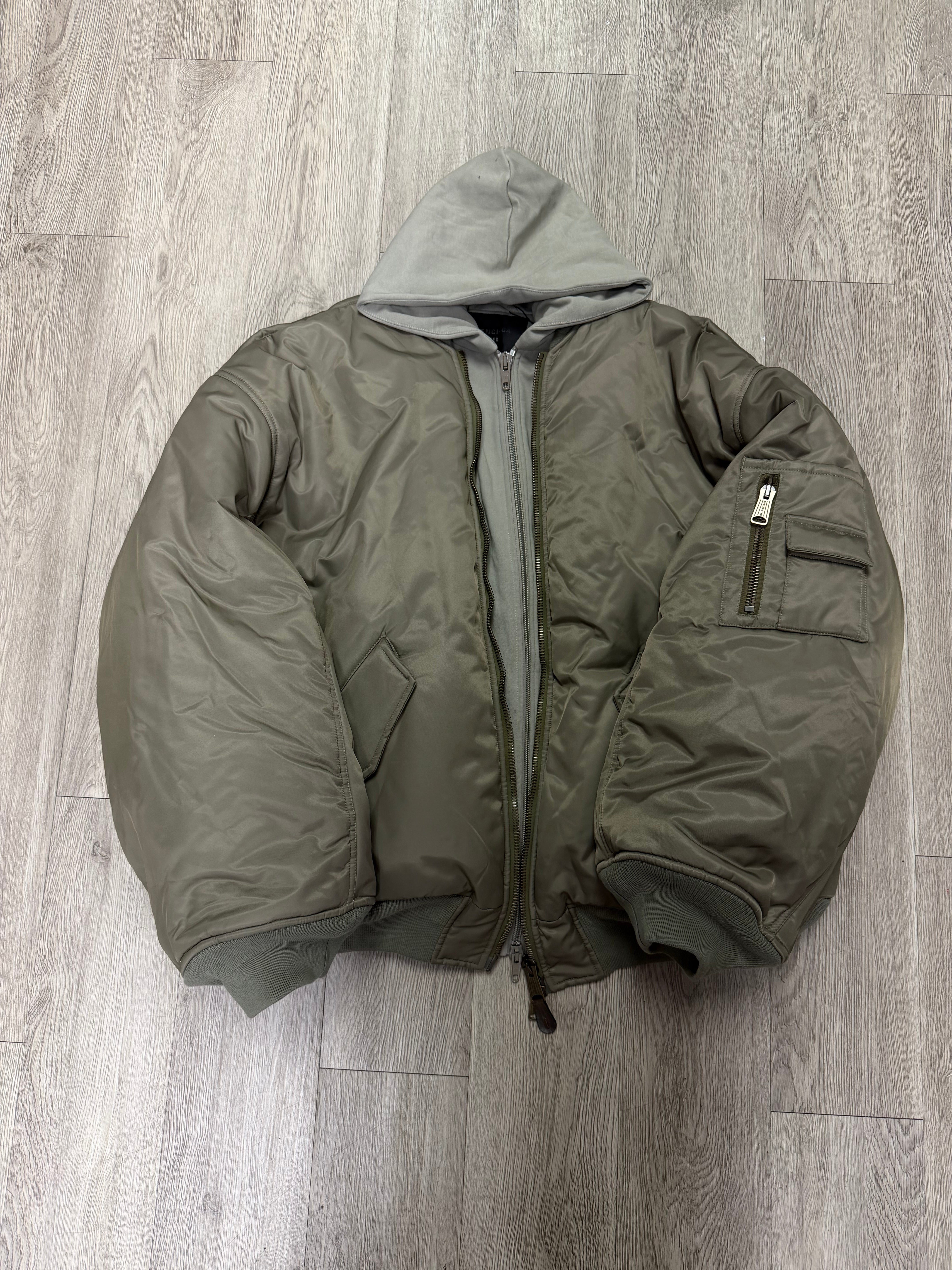 Balenciaga Hooded Oversized Olive (3) Bomber Jacket