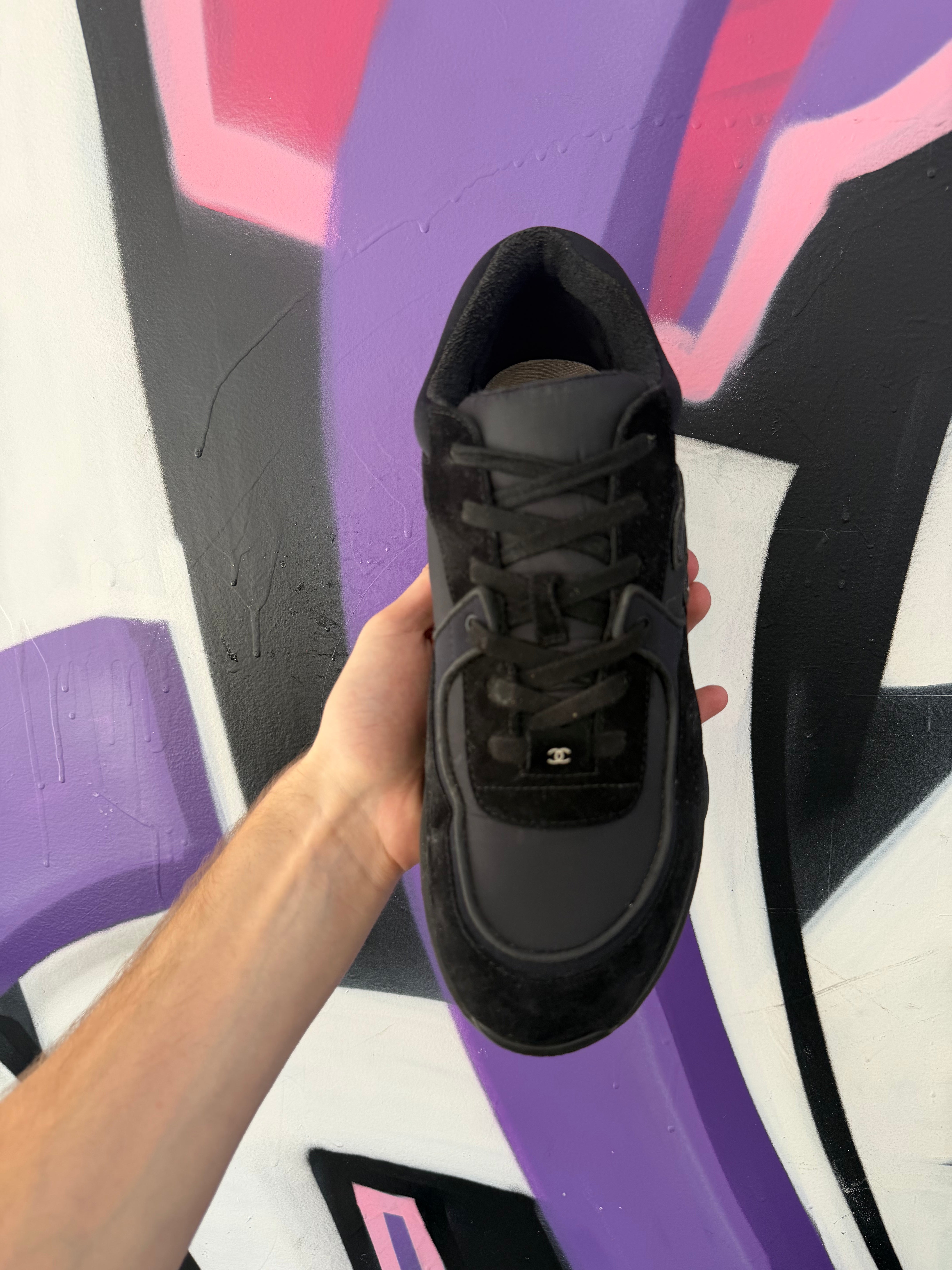Chanel Black CC Logo Sneakers