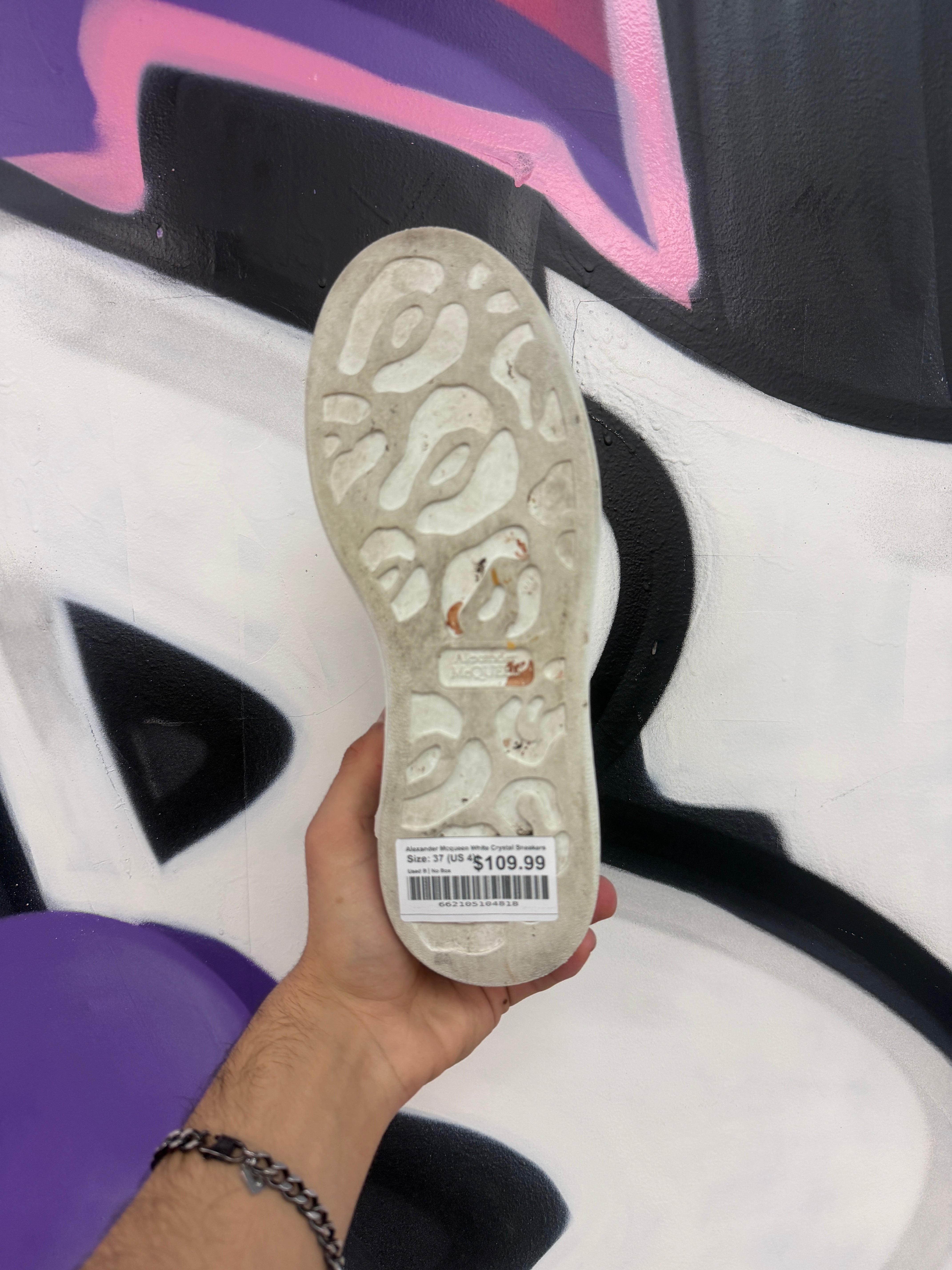 Alexander Mcqueen White Crystal Sneakers