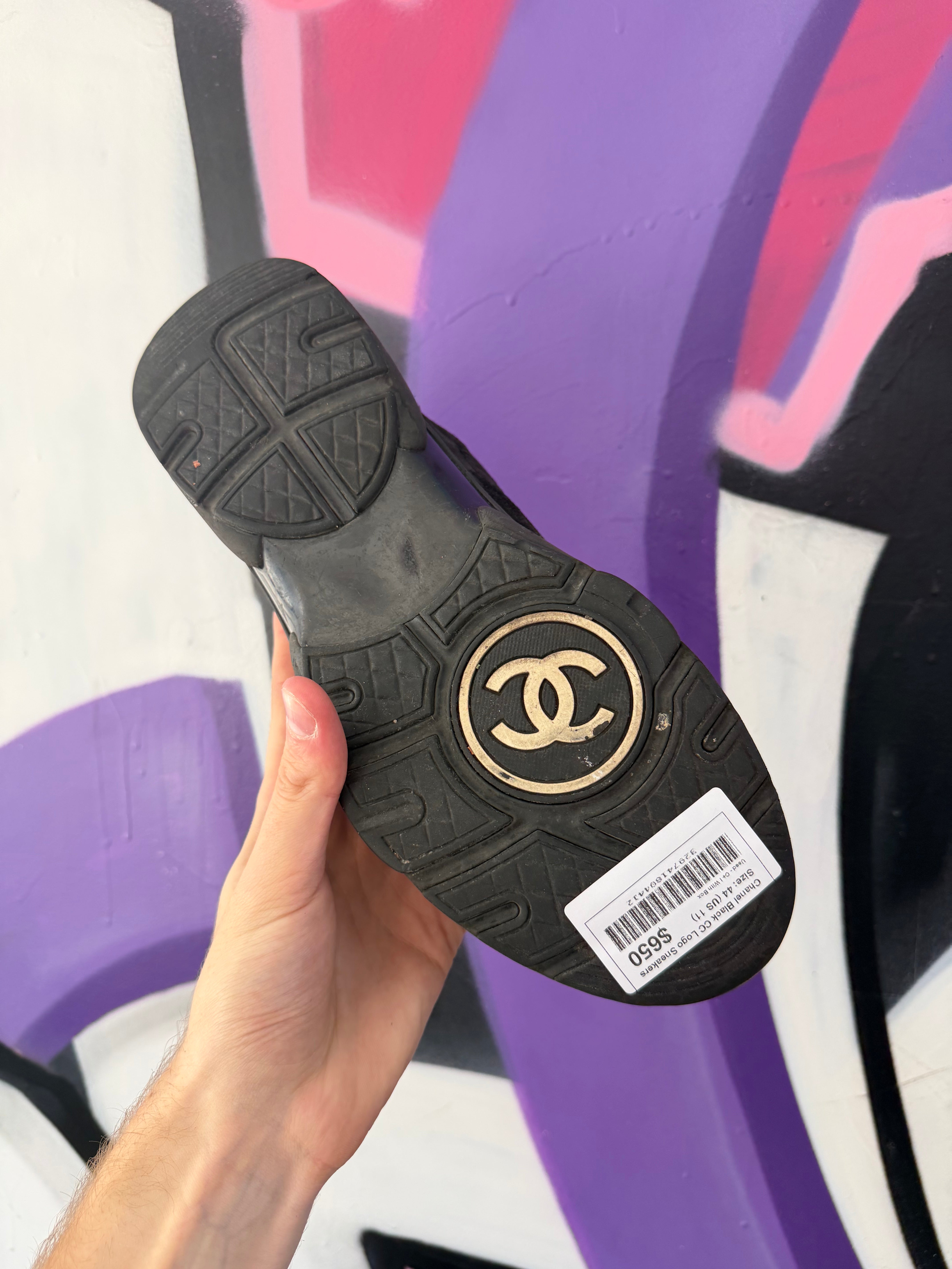 Chanel Black CC Logo Sneakers
