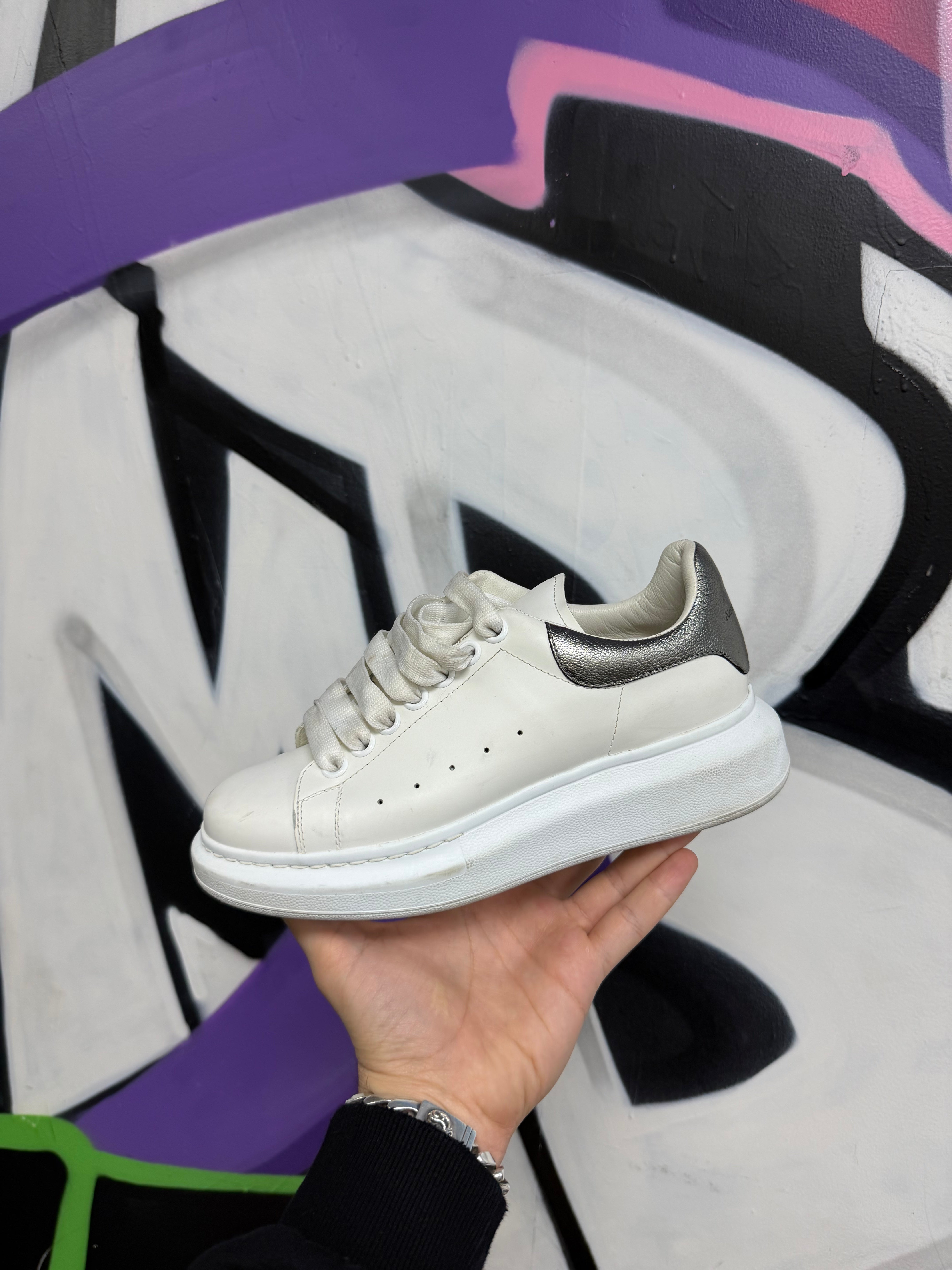 Alexander Mcqueen White Silver Oversized Sneakers