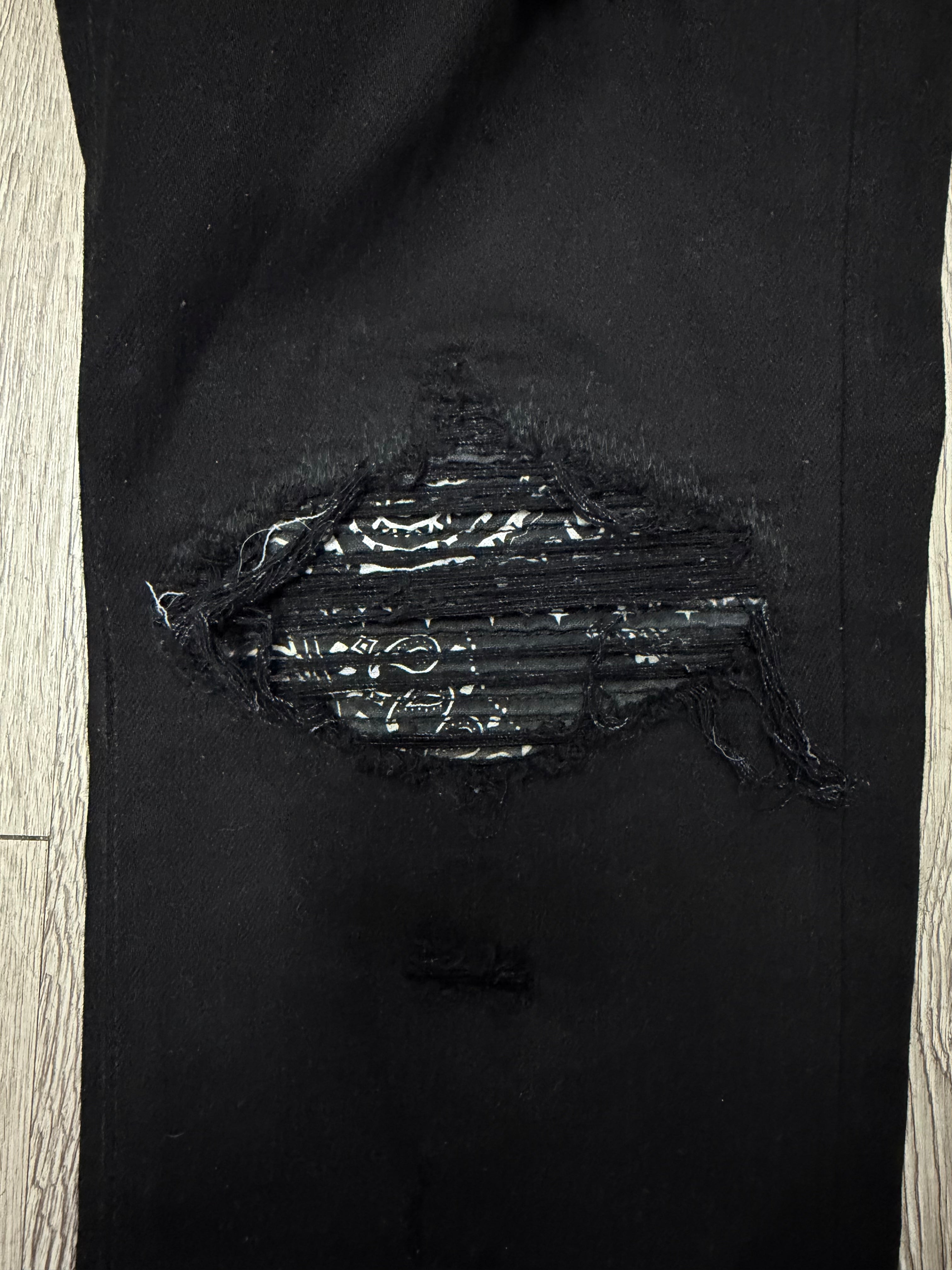 Amiri MX1 Black Paisley Patch Jeans