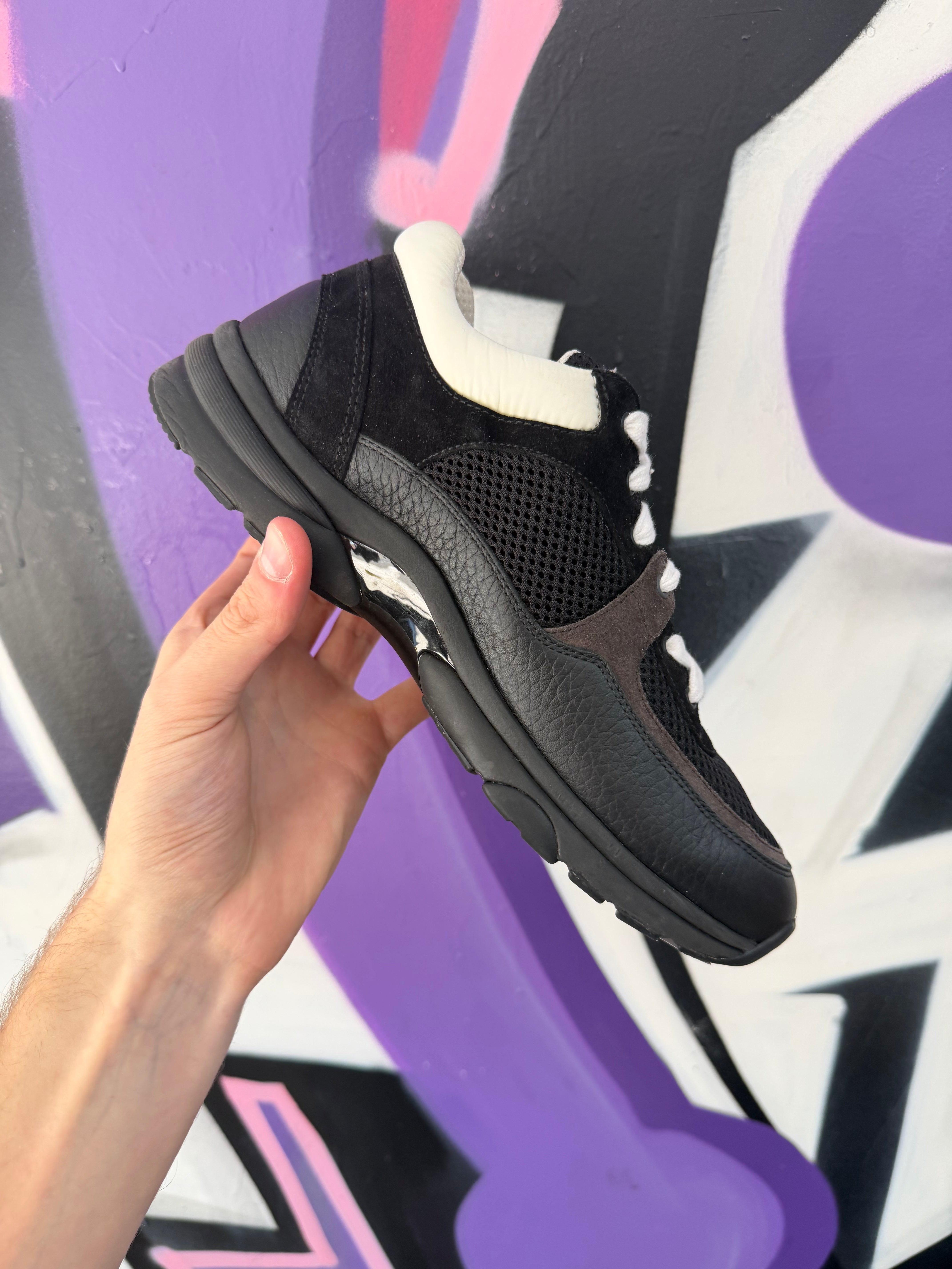 Chanel Black White CC Logo Sneakers