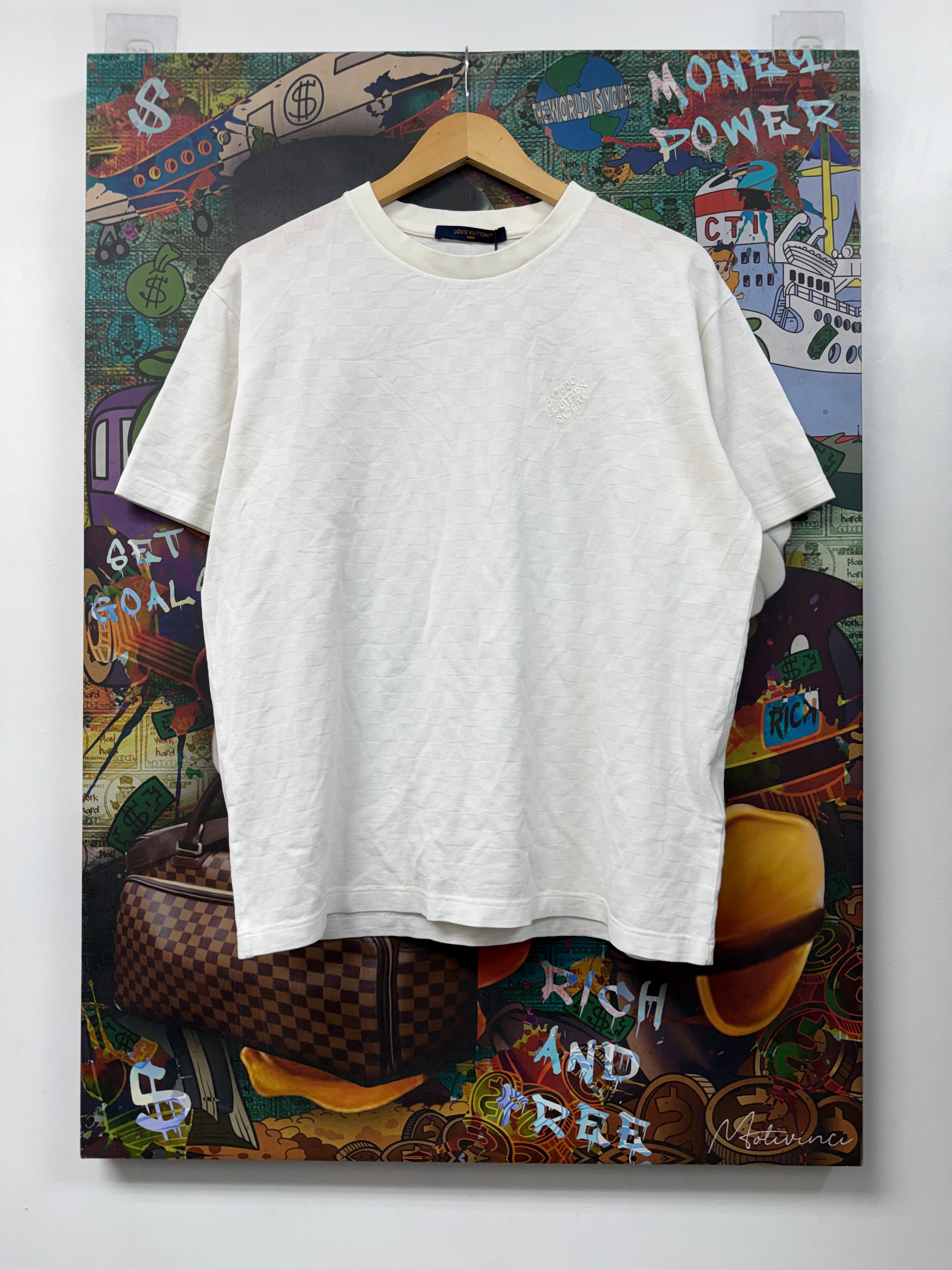 Louis Vuitton White Damier Marque Tee