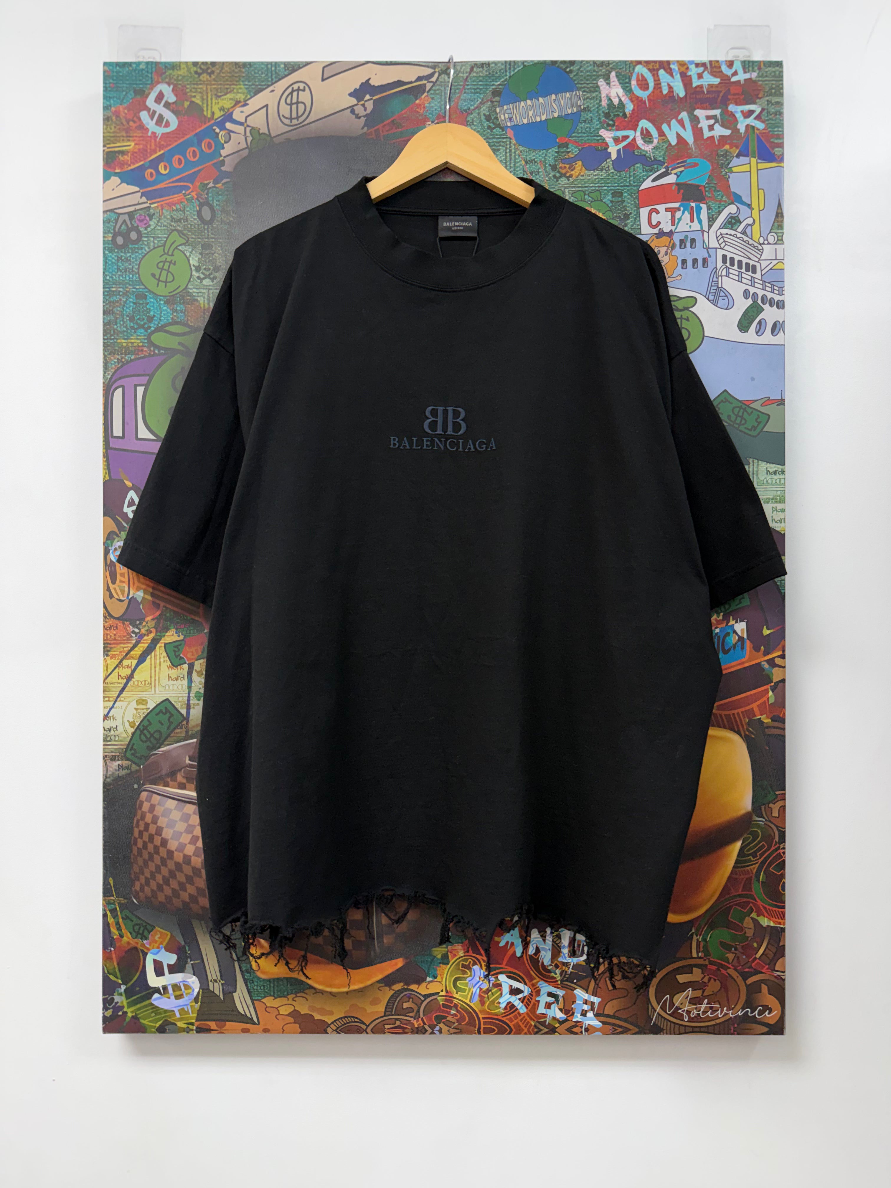 Balenciaga Oversized Cropped BB Embroidered Tee