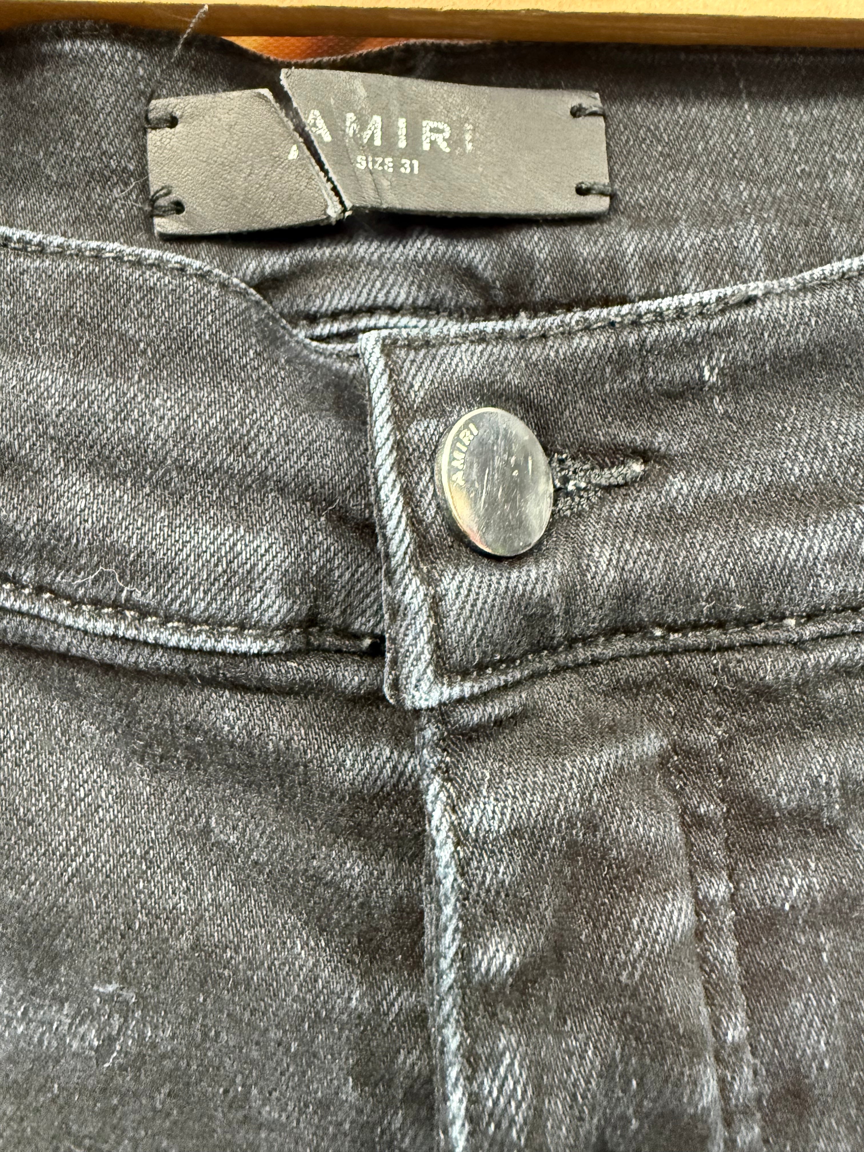 Amiri Black Wash Denim Applique Side Logo Jeans