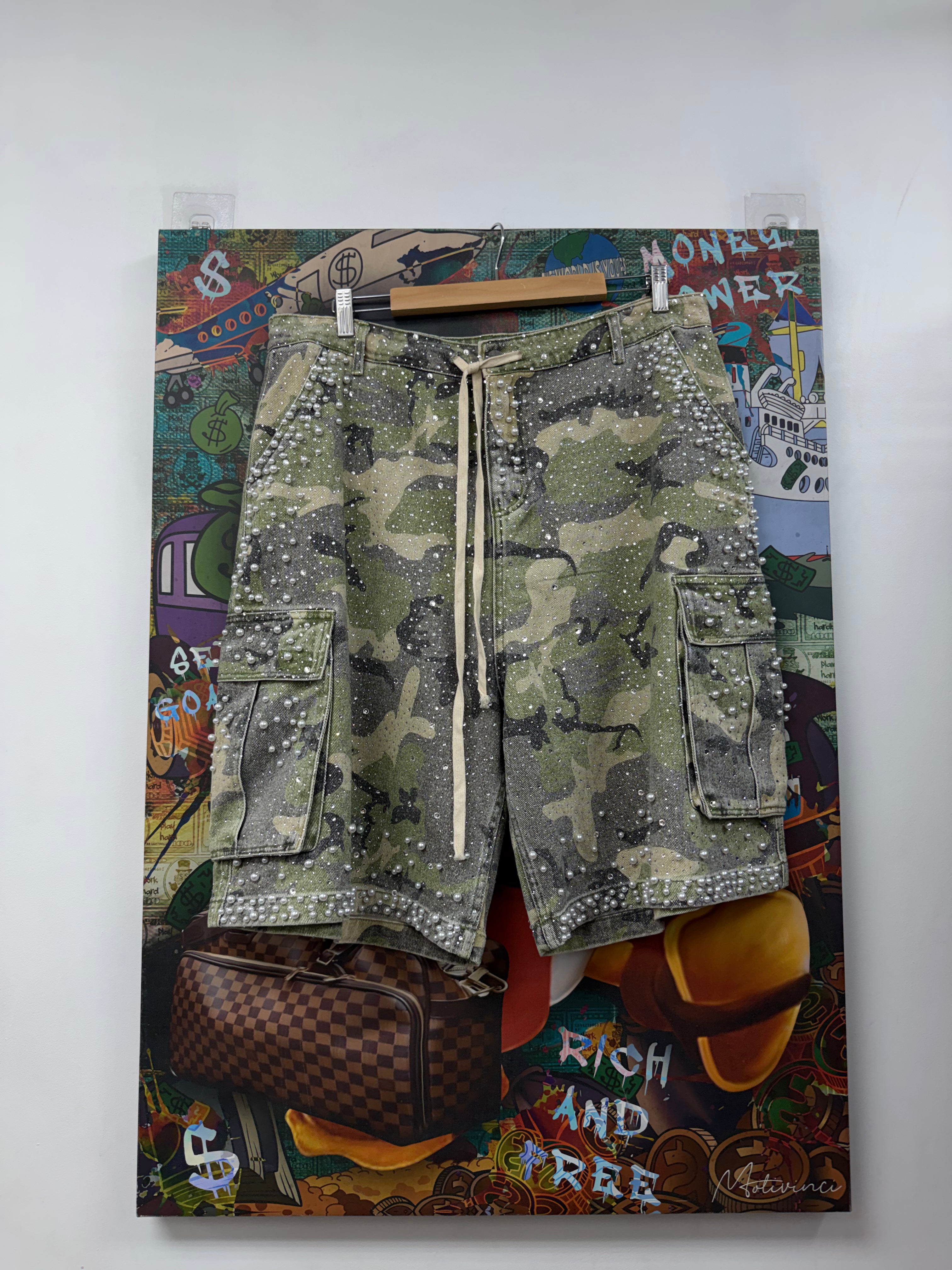 Vale Camo Rhinestone Cargo Shorts