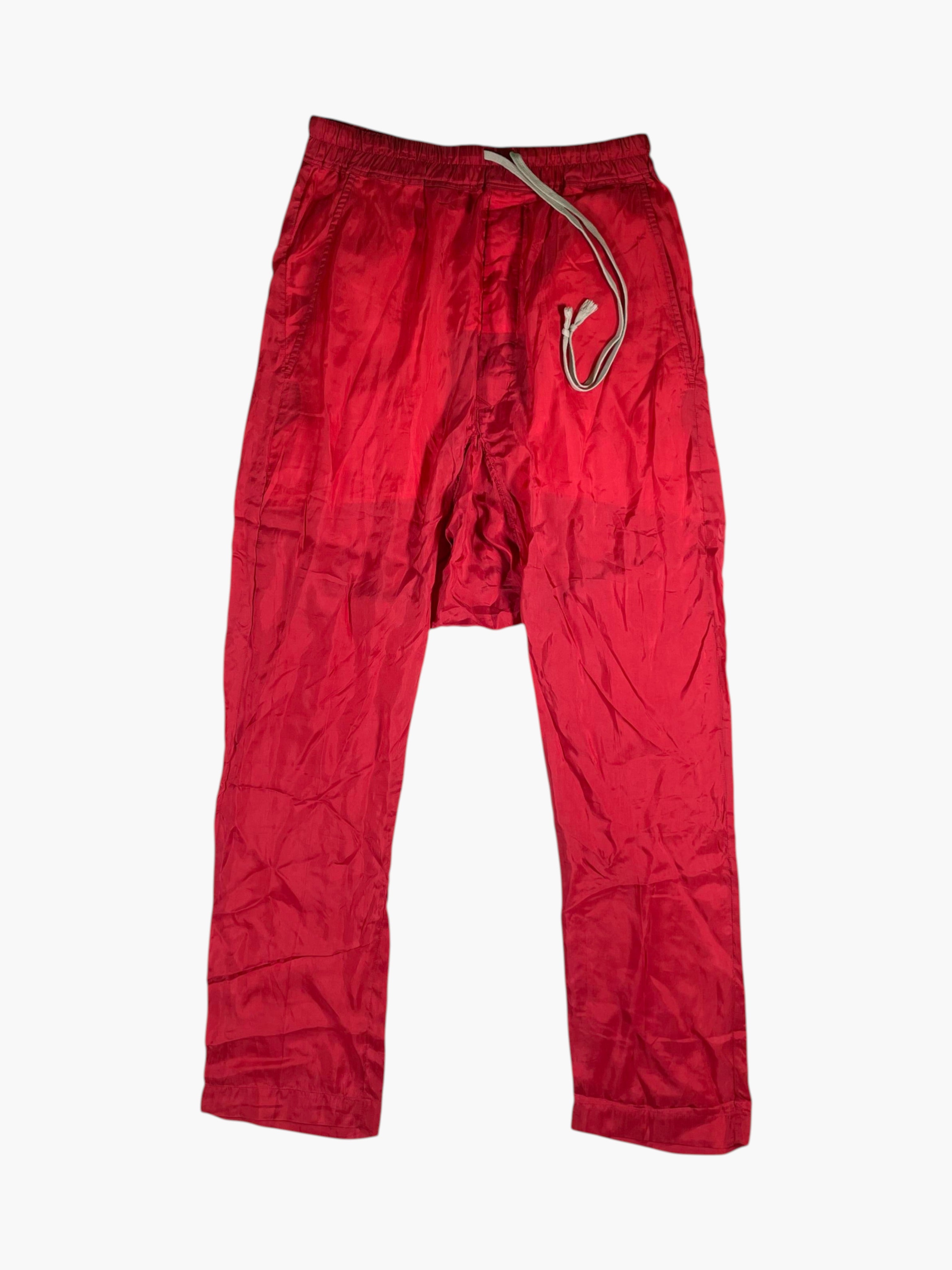 Rick Owens Red Drawstring Pants