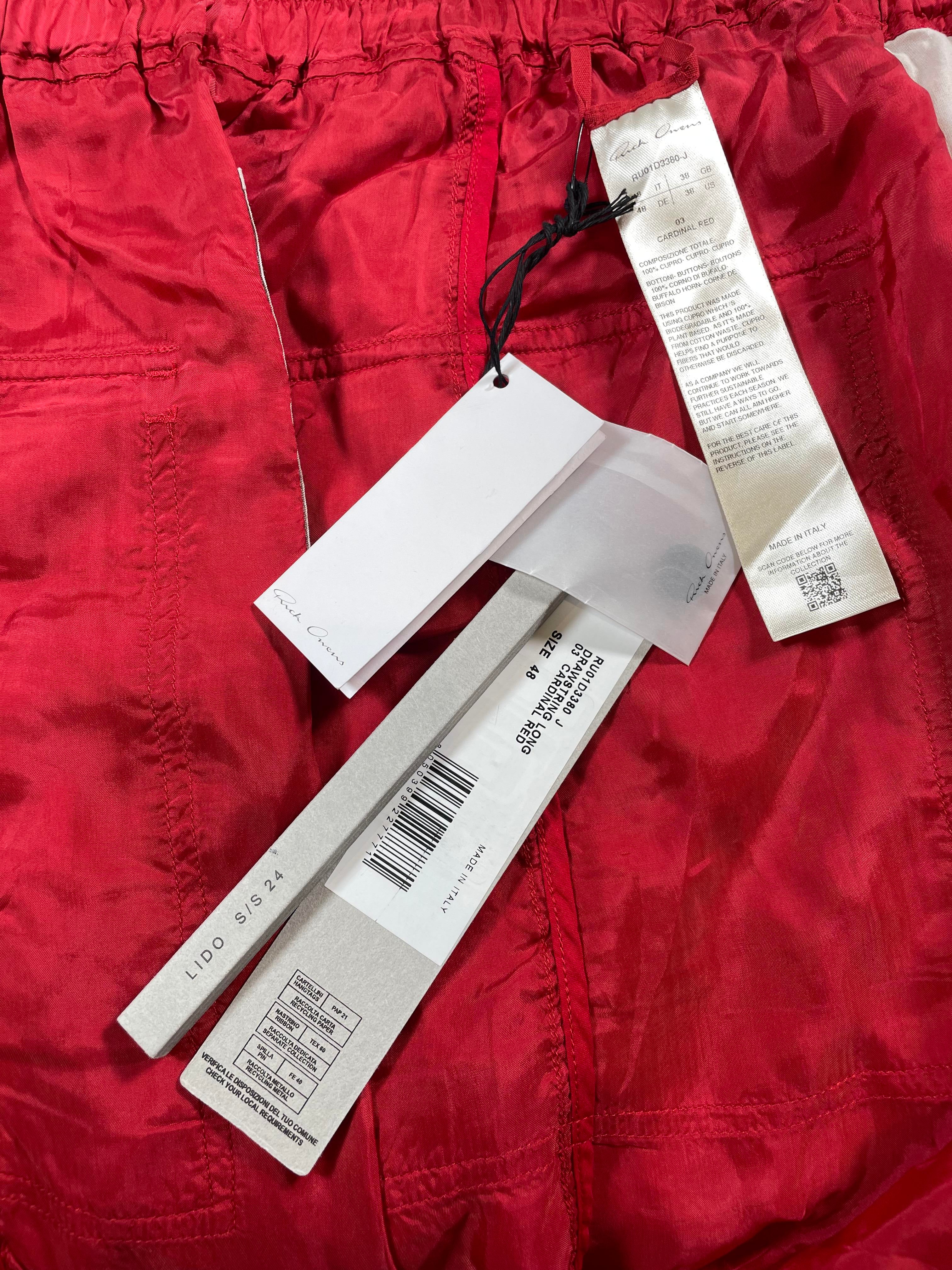 Rick Owens Red Drawstring Pants