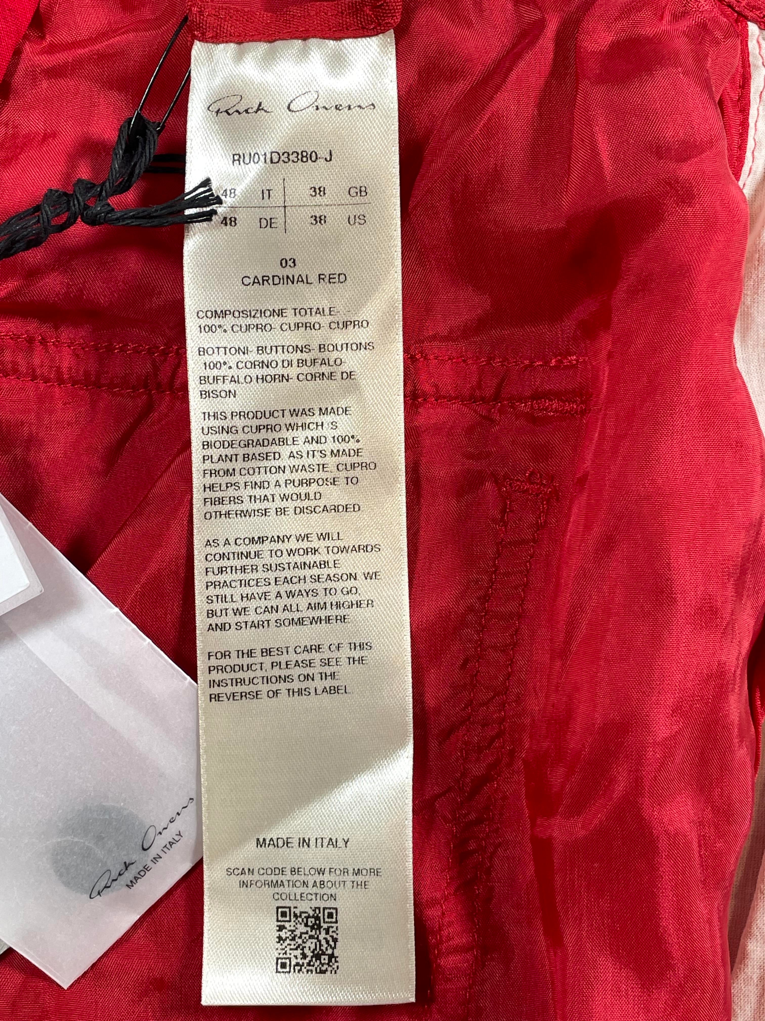 Rick Owens Red Drawstring Pants