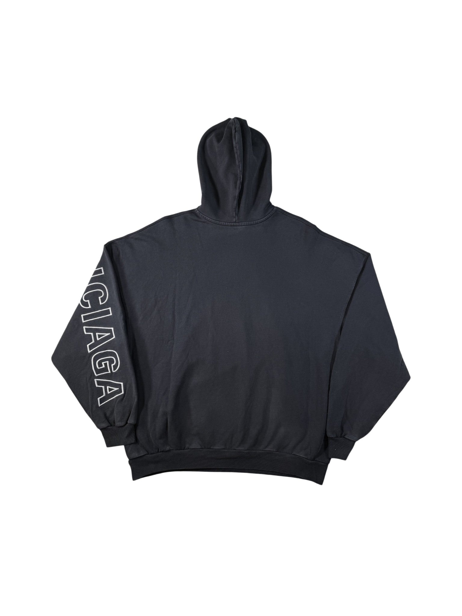 Balenciaga Arm Logo Black Wash Hoodie