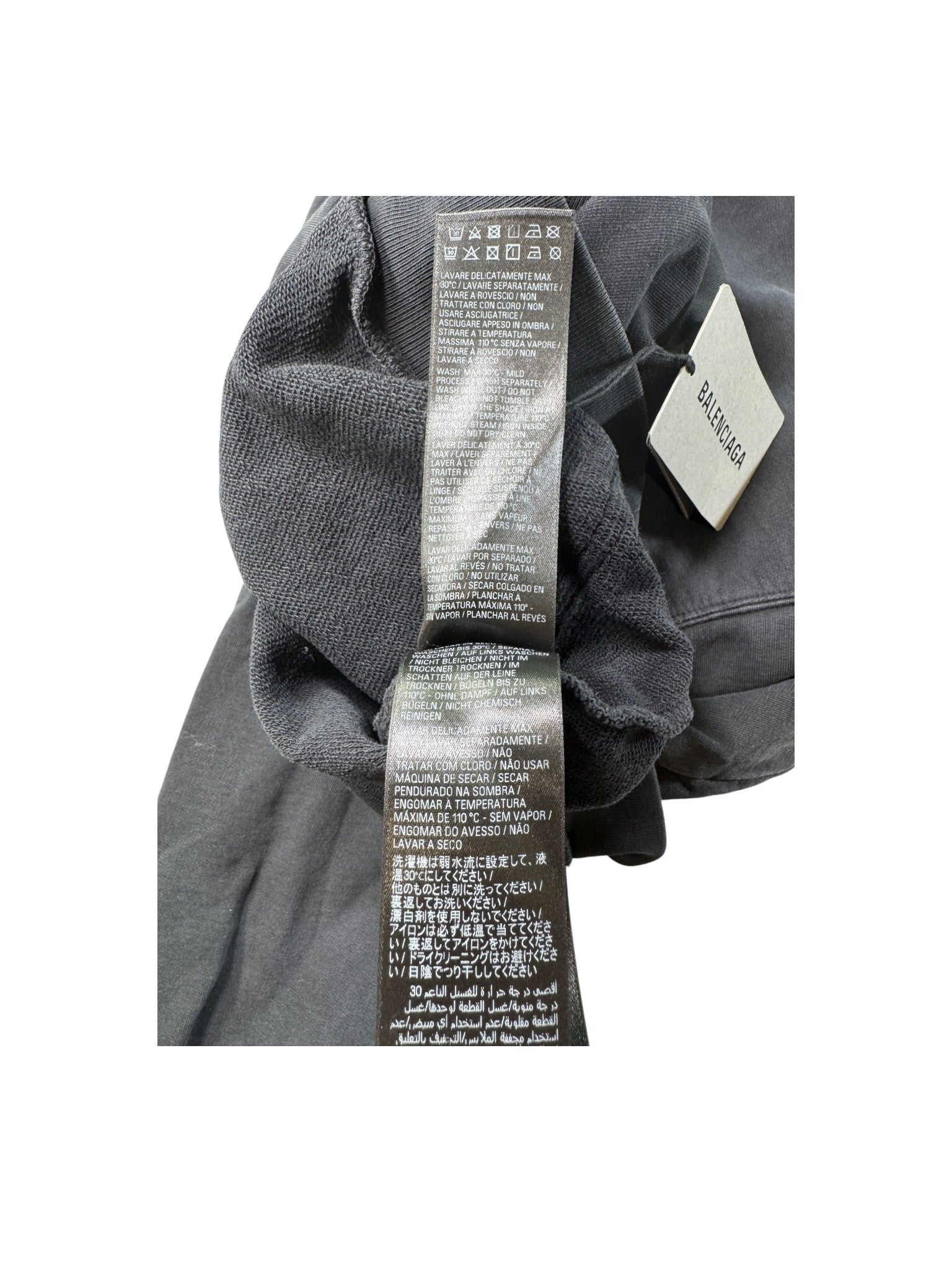 Balenciaga Arm Logo Black Wash Hoodie