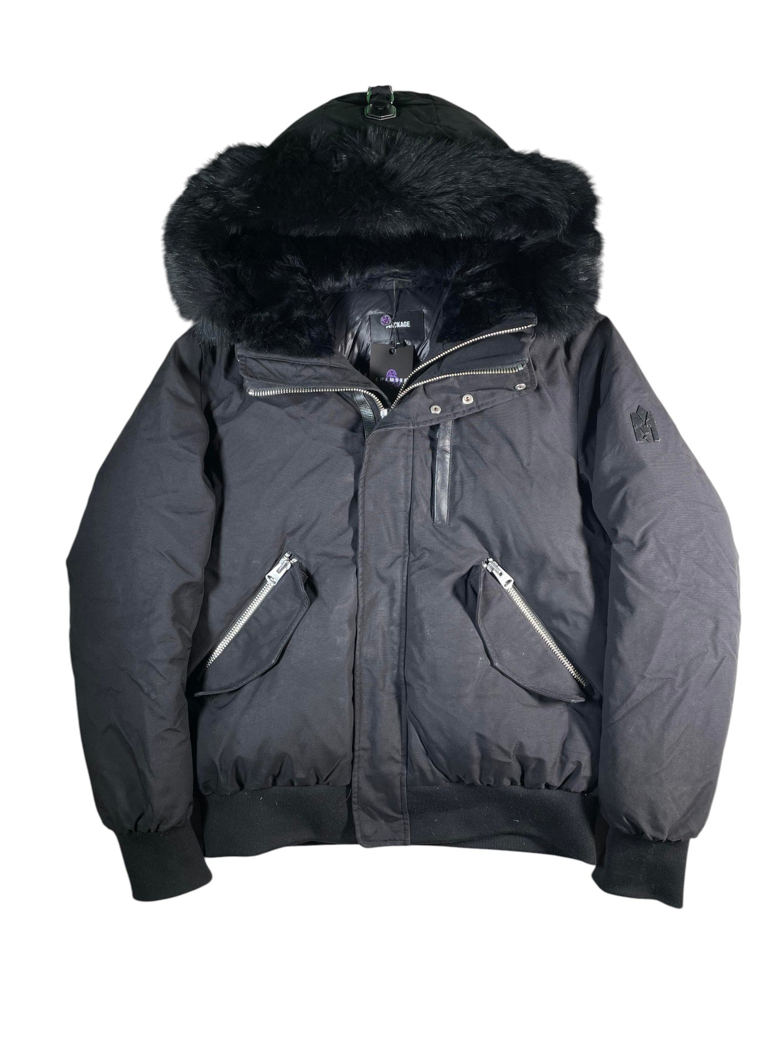 Mackage Black Fur Black Bomber Jacket