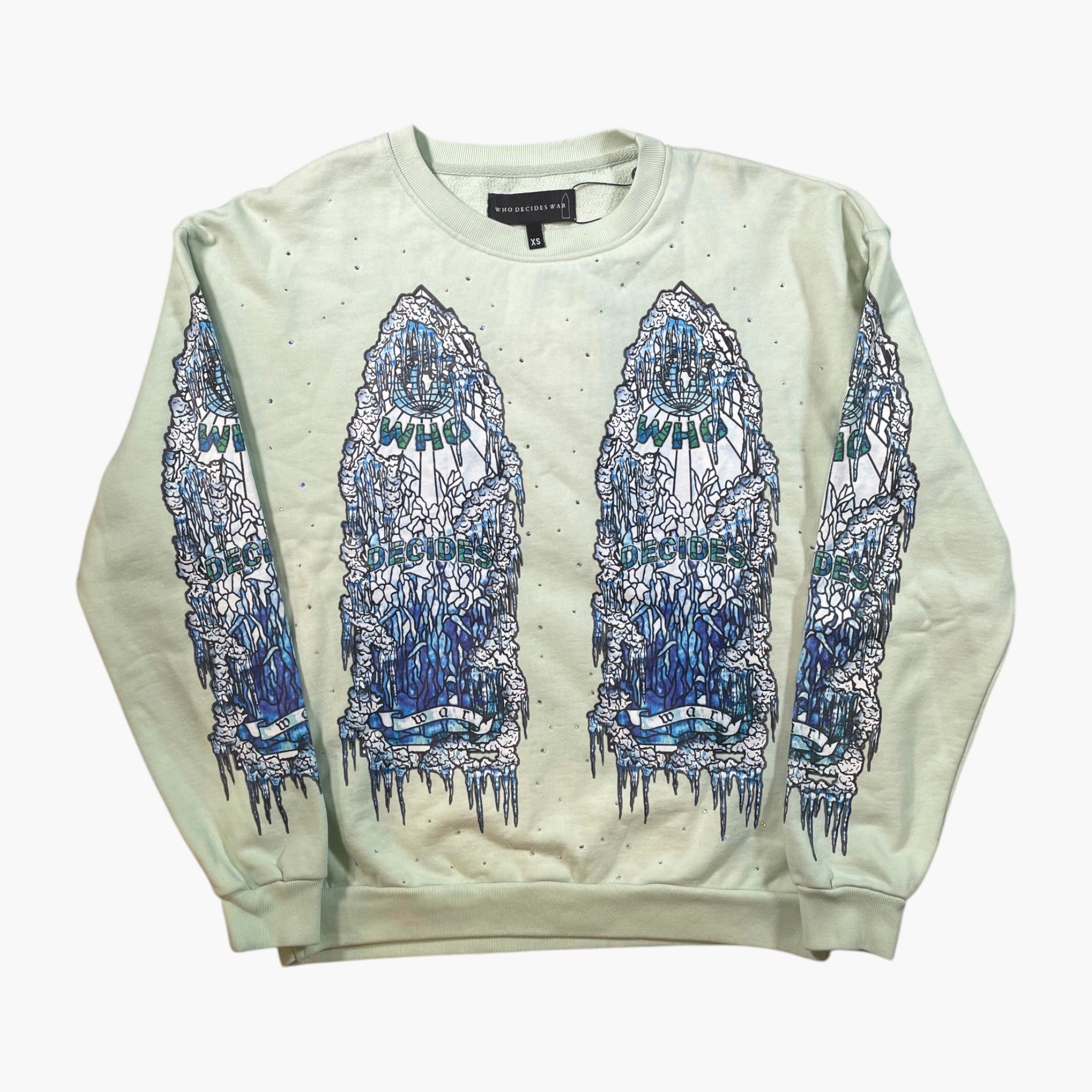 Who Decides War Ice Mint & Baby Blue Crewneck
