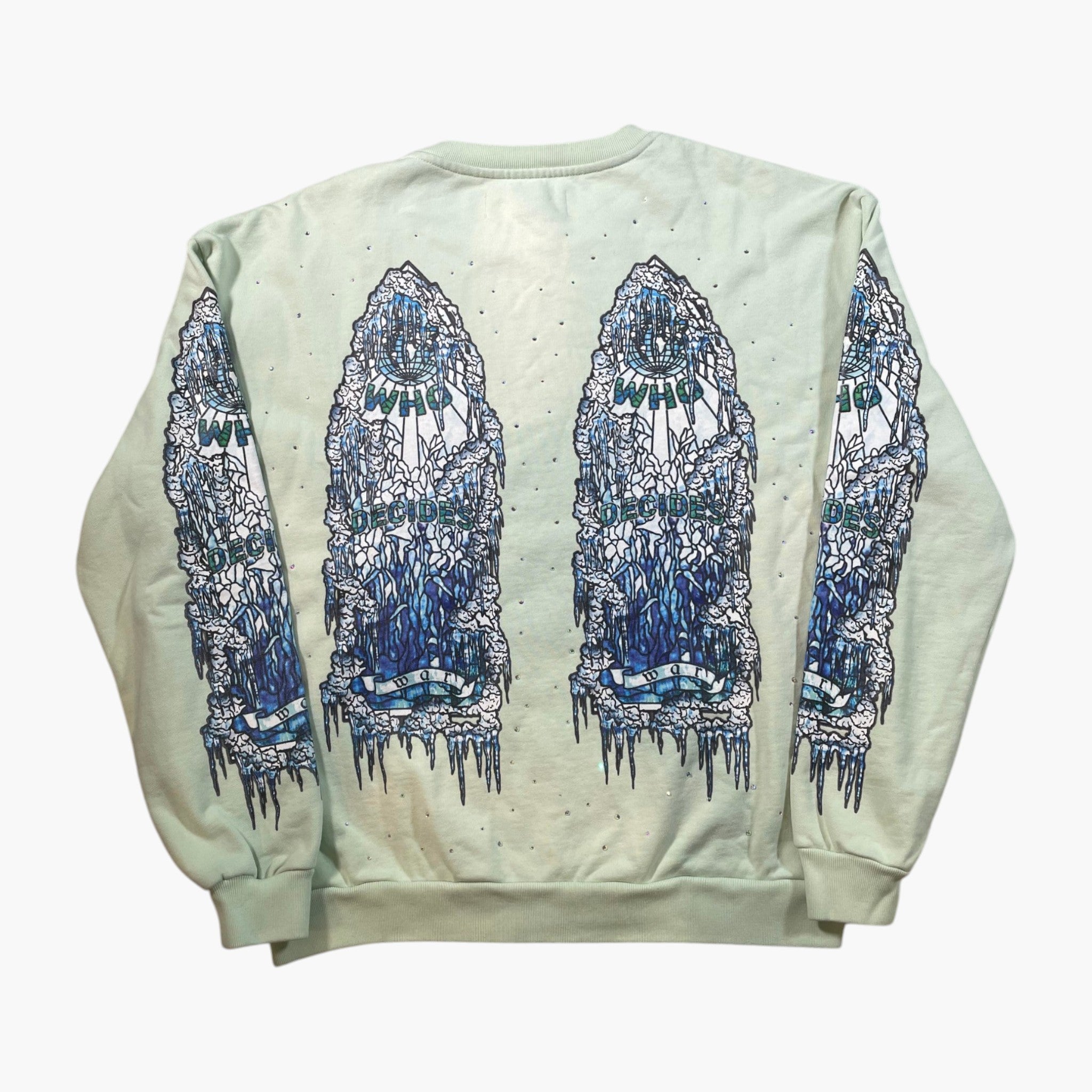Who Decides War Ice Mint & Baby Blue Crewneck