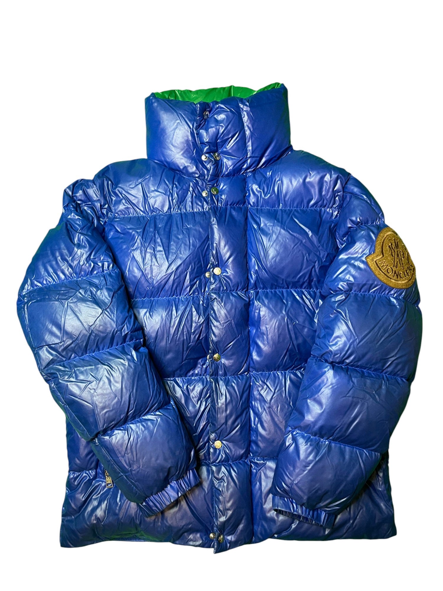 Moncler Dervaux Giubbotto Blue & Green Puffer Coat