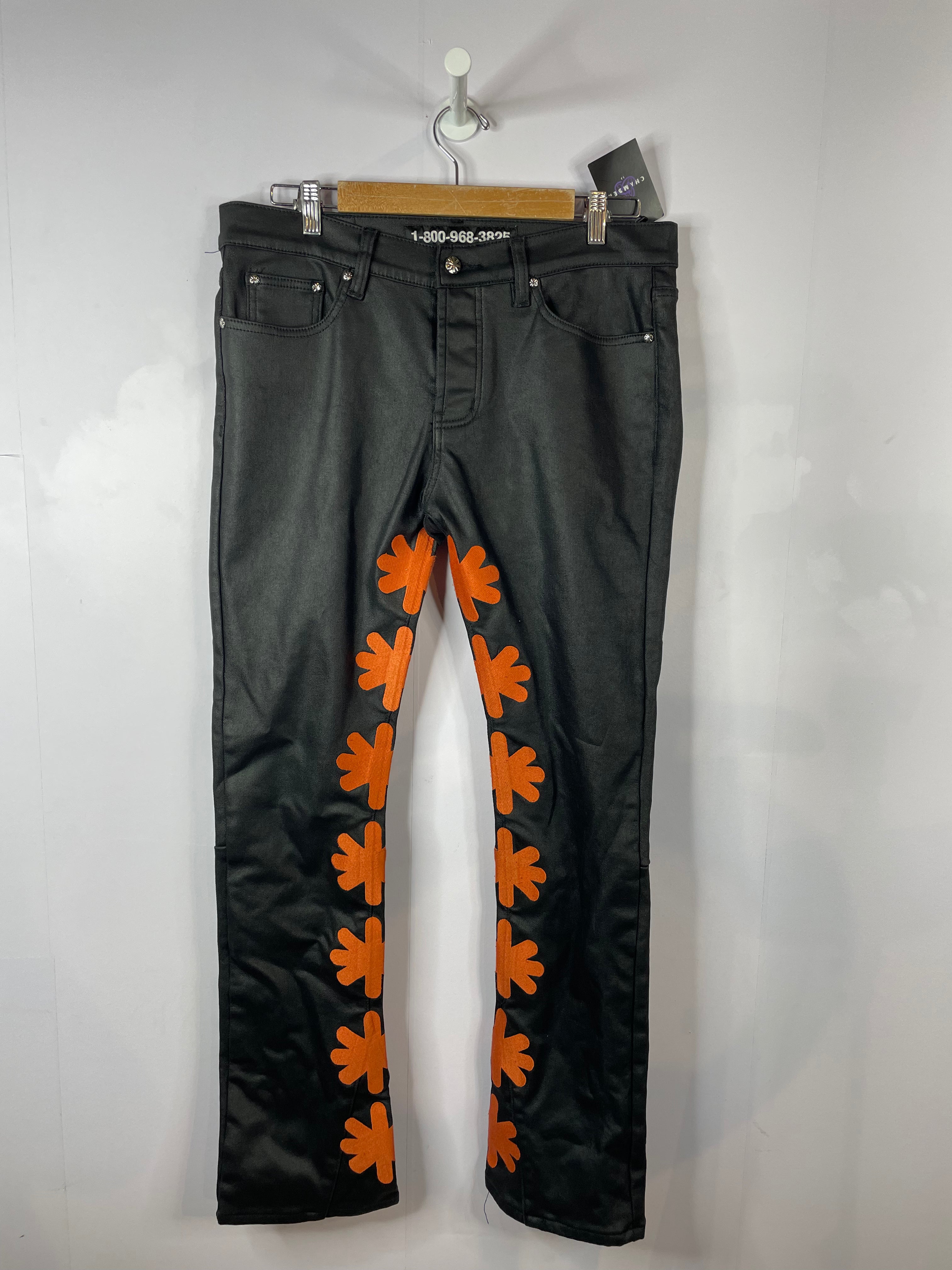 LOSTSHDWS Orange & Black Wax Jeans