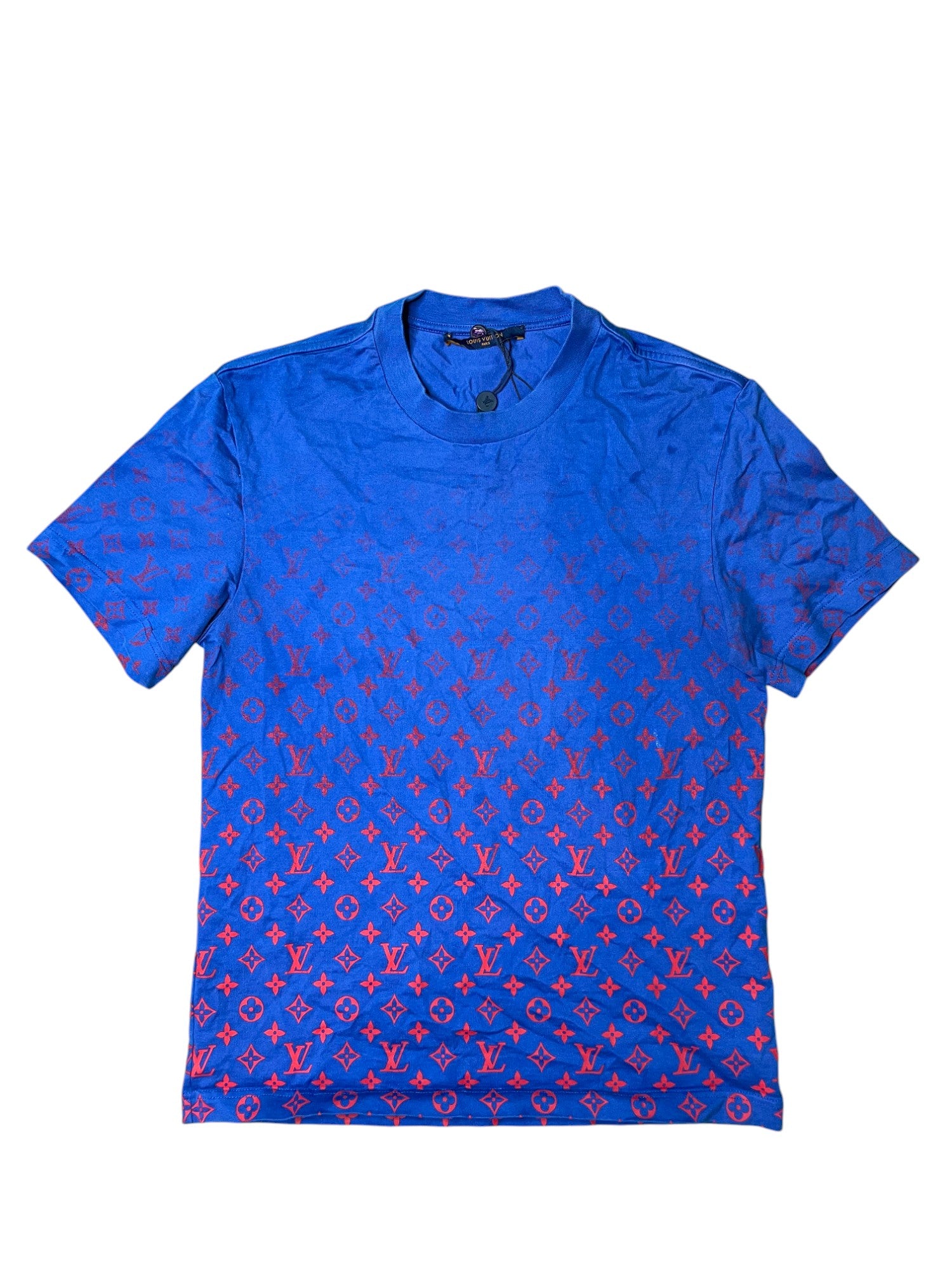 LV Blue Red All Over Logo T-shirt