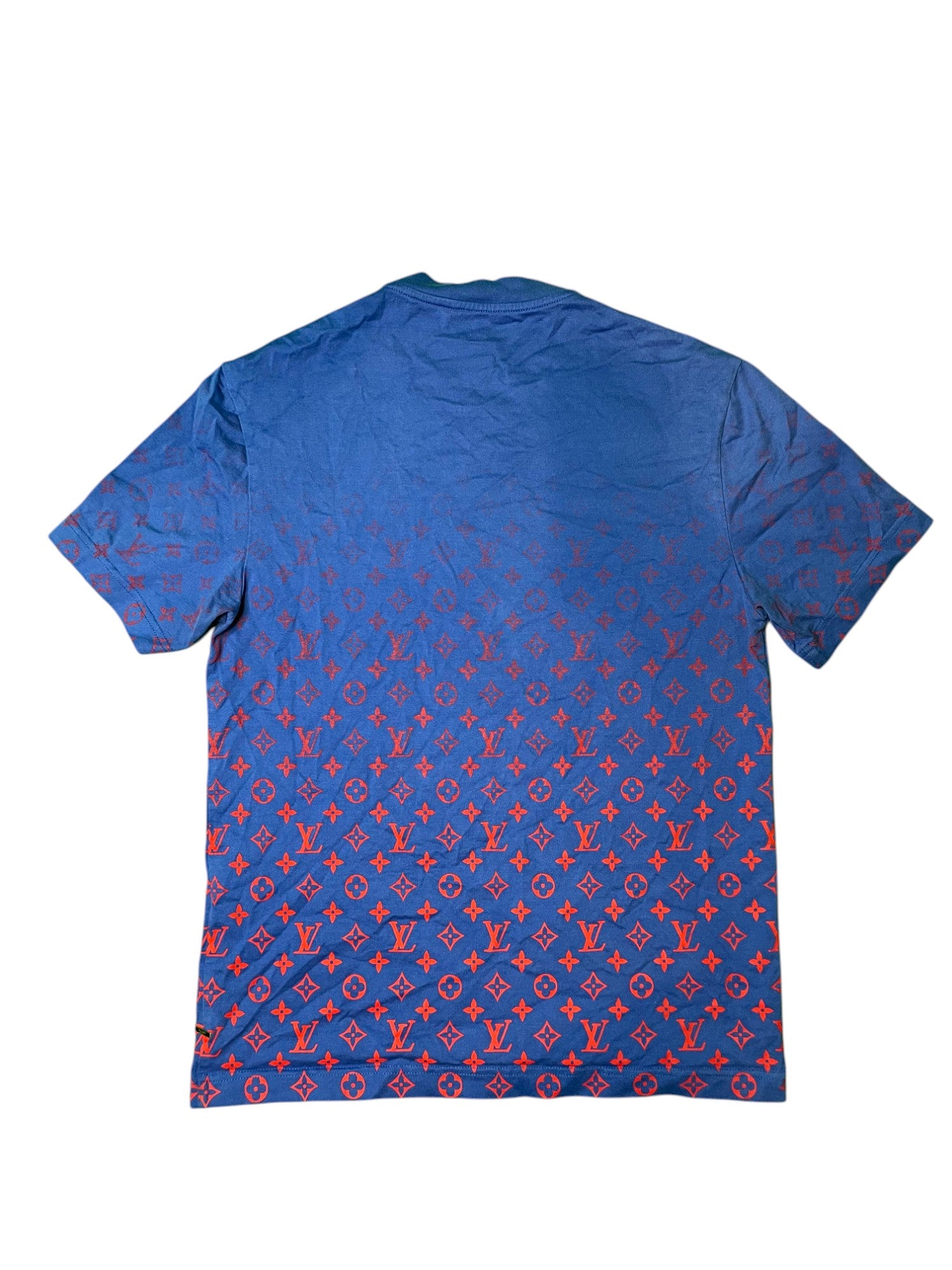 LV Blue Red All Over Logo T-shirt