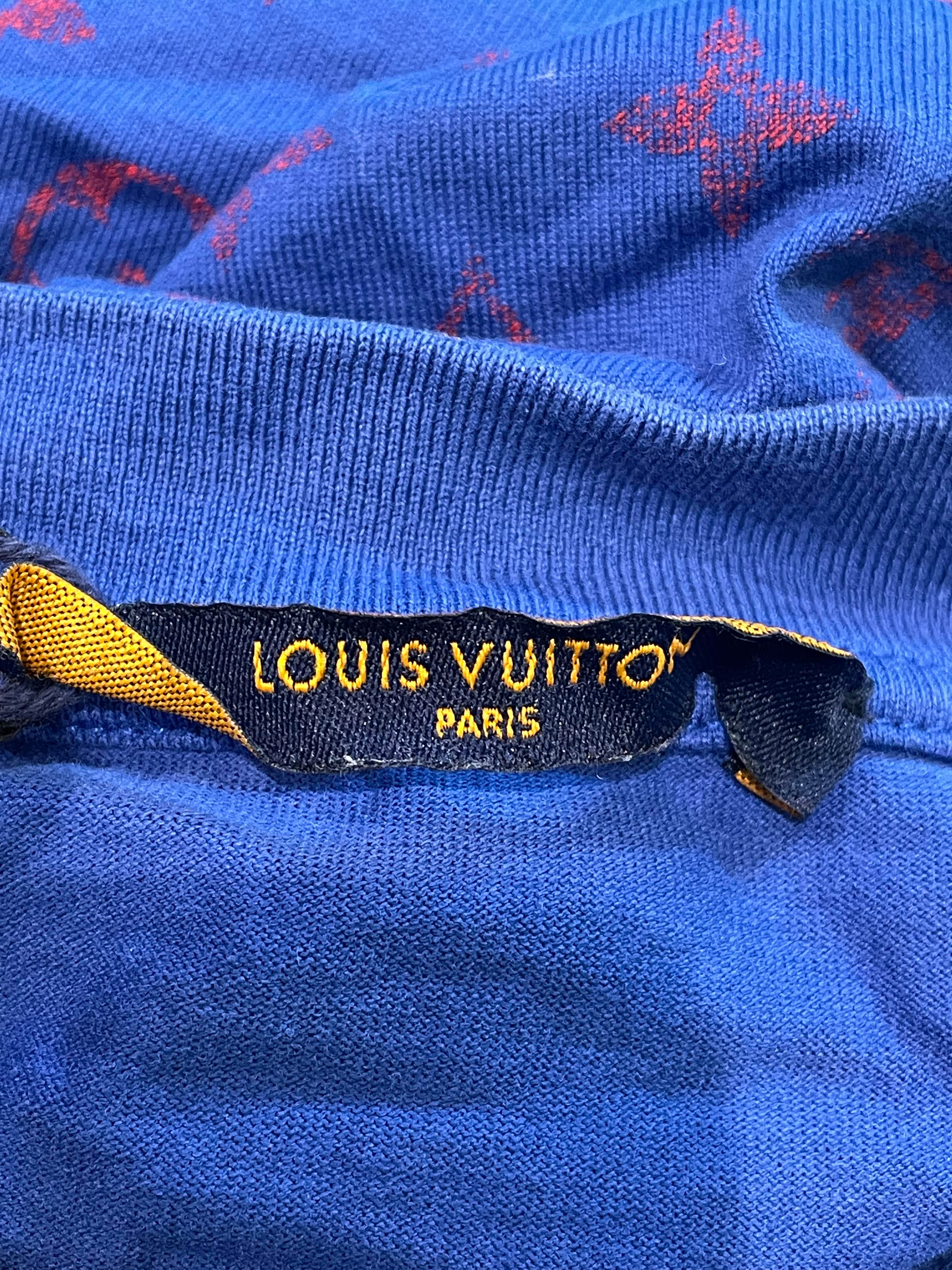 LV Blue Red All Over Logo T-shirt