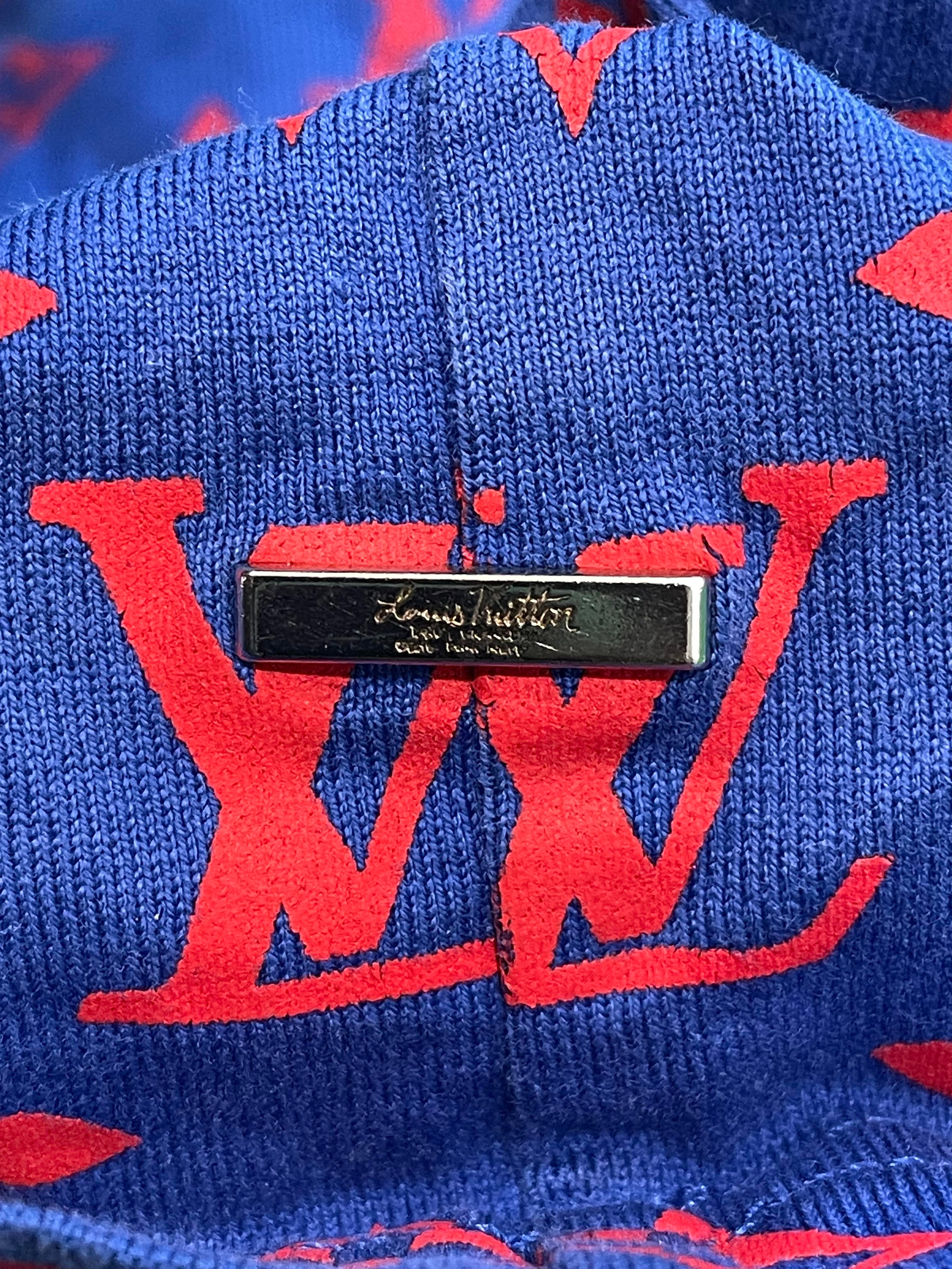 LV Blue Red All Over Logo T-shirt