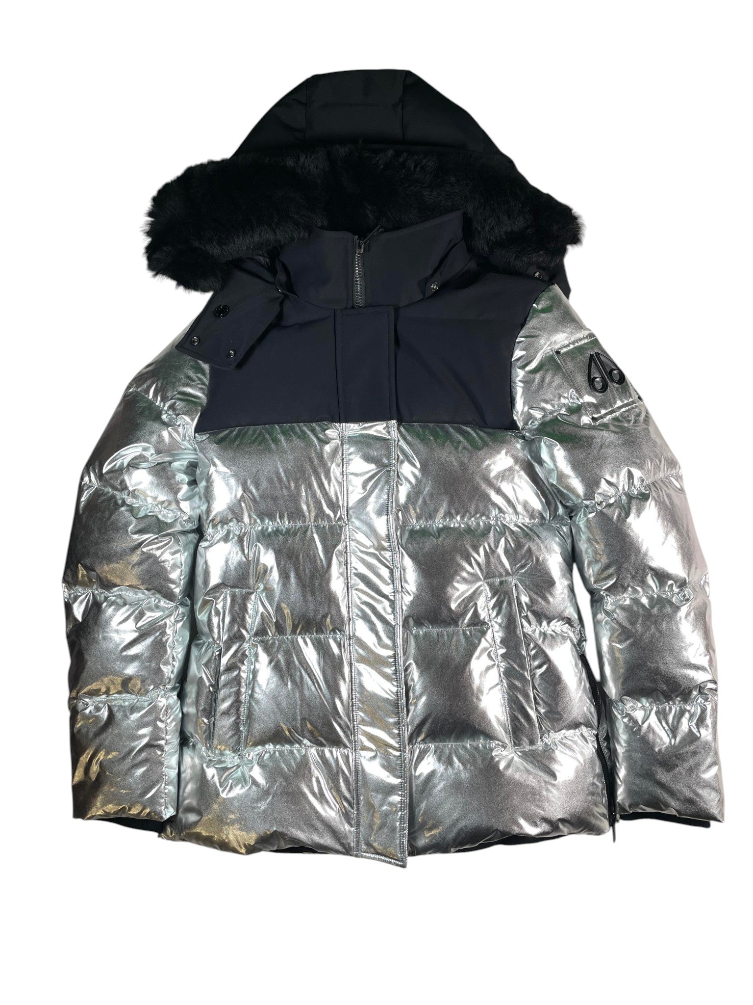 Moose Knuckles Black & Silver Puffer Jacket