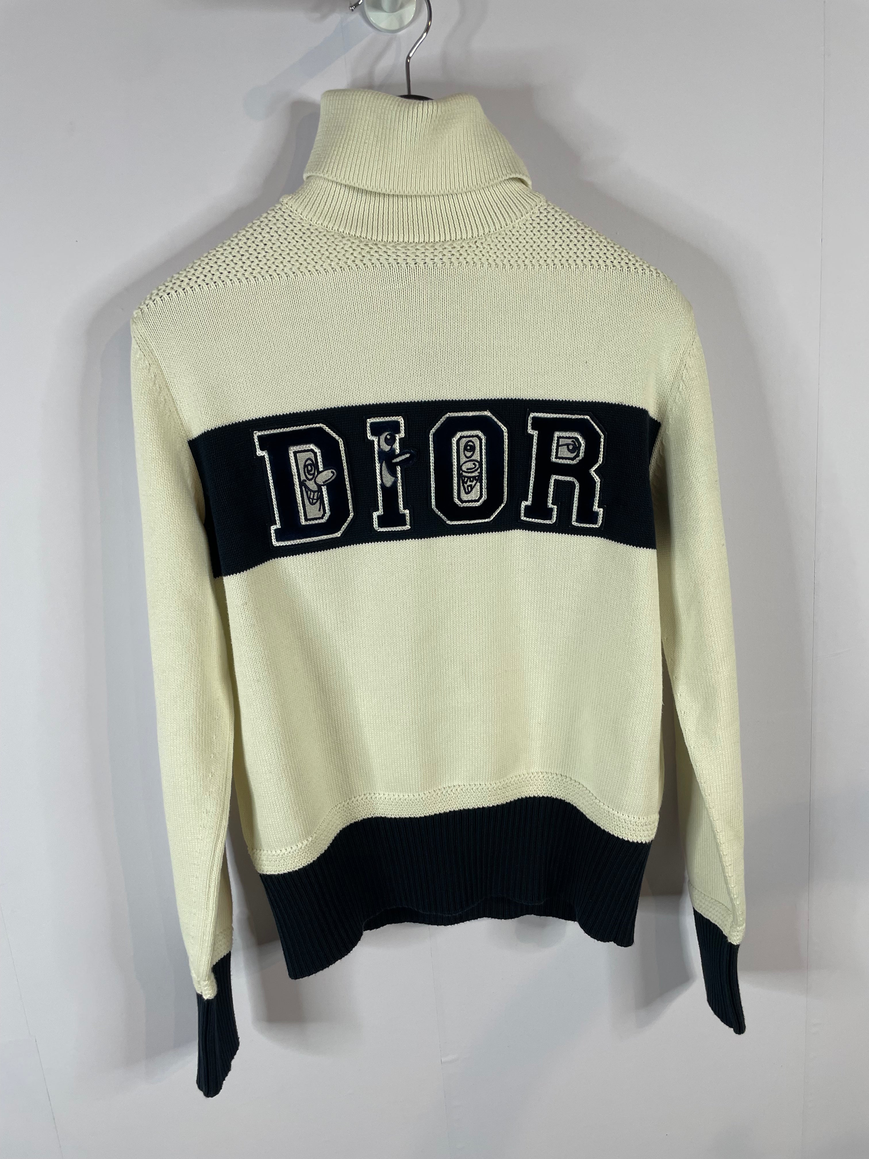 Dior Neck Crewneck Cream Blue Used Small