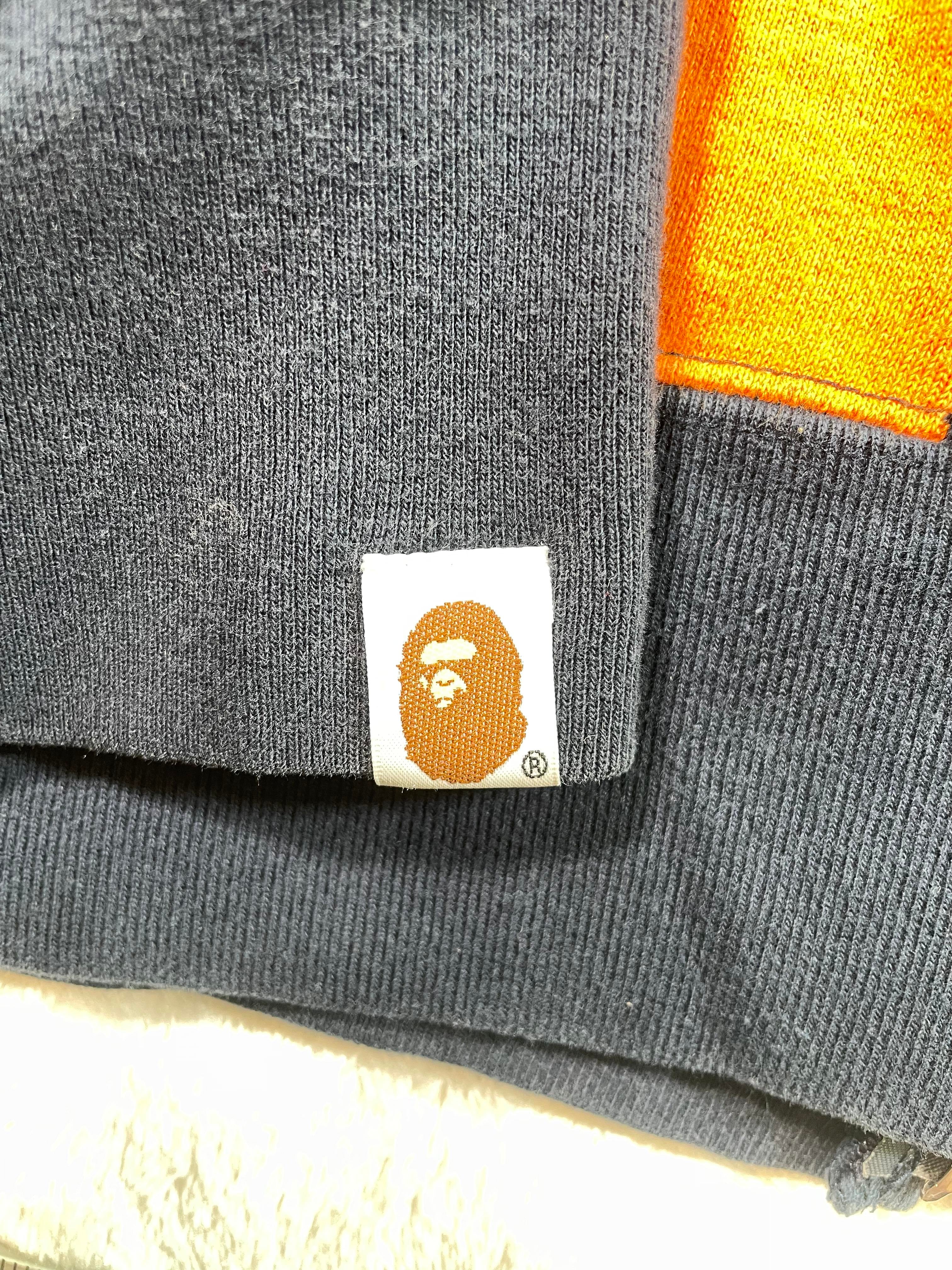 BAPE Patchwork Shark Navy Orange & Olive Zip Up Hoodie