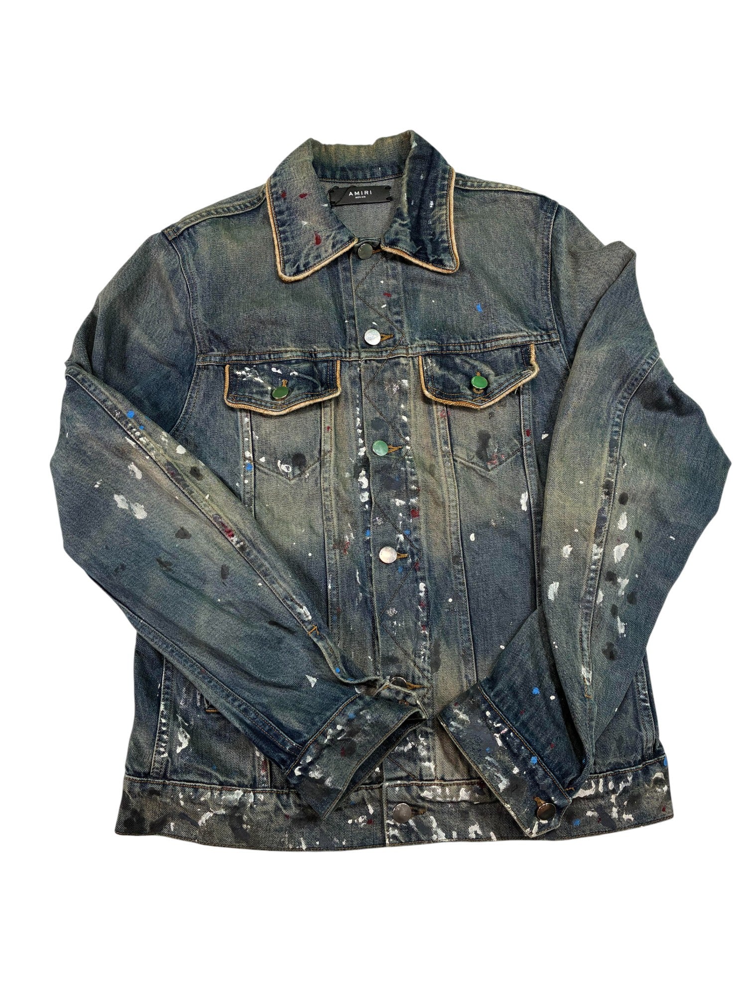 Amiri Paint Splatter Navy Denim Jacket