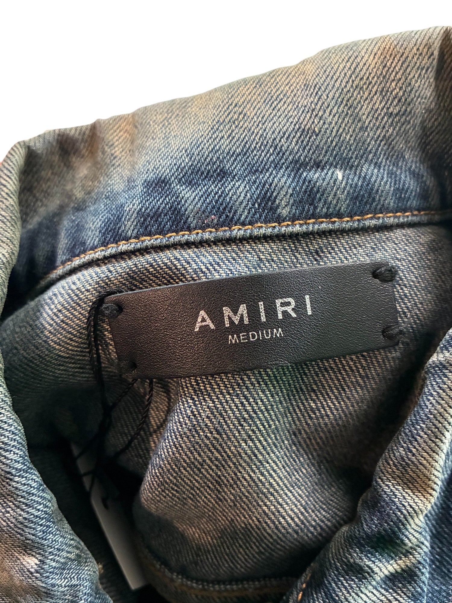 Amiri Paint Splatter Navy Denim Jacket