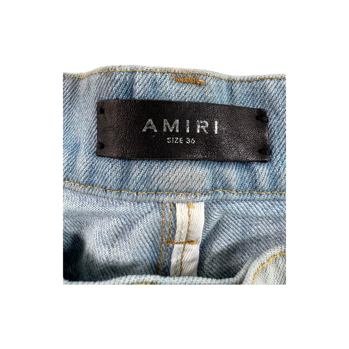 Amiri Distressed Denim Double Knee Light Wash Jeans