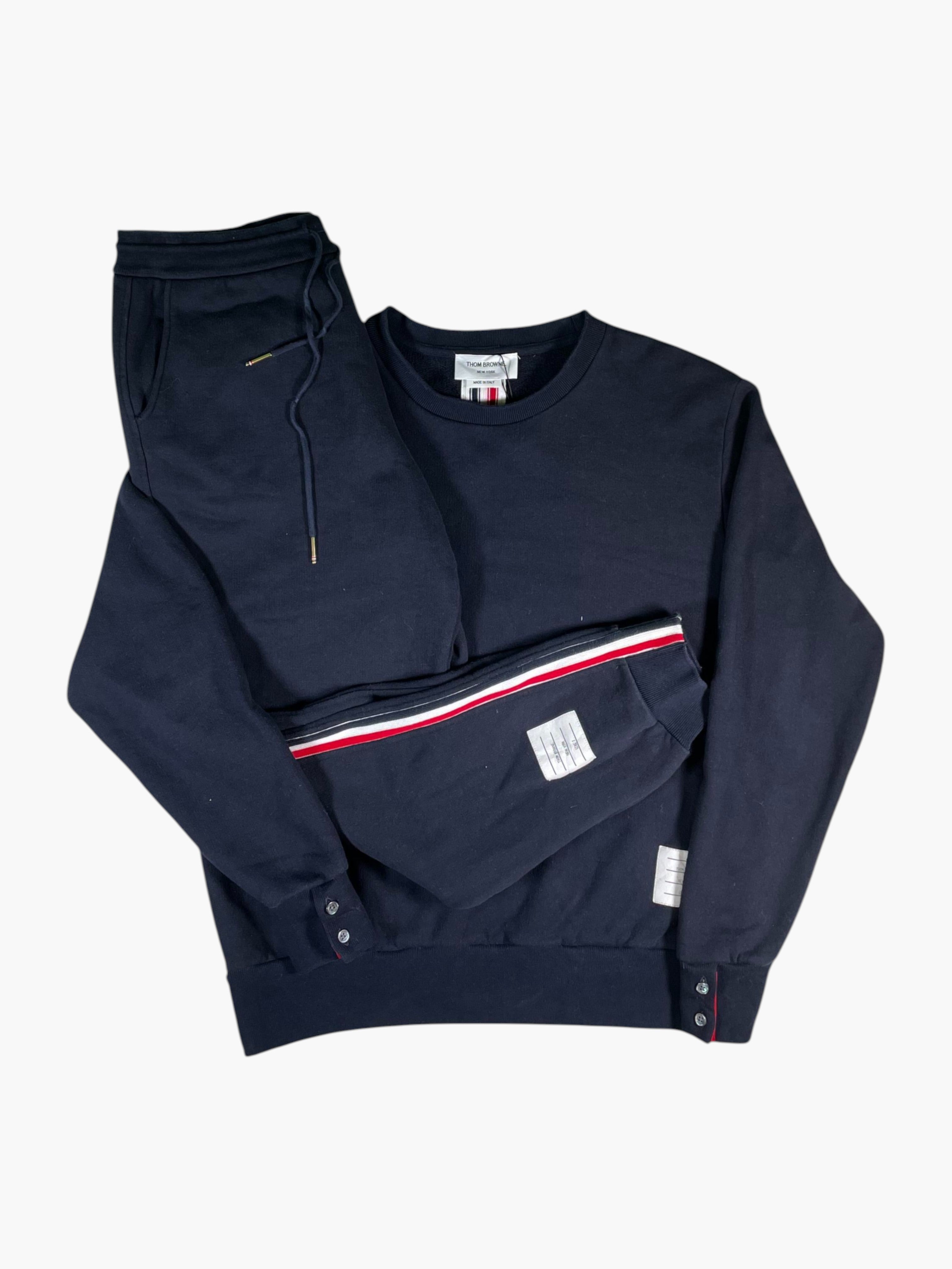 Thom Browne Navy,Red & White Stripe Sweatsuit