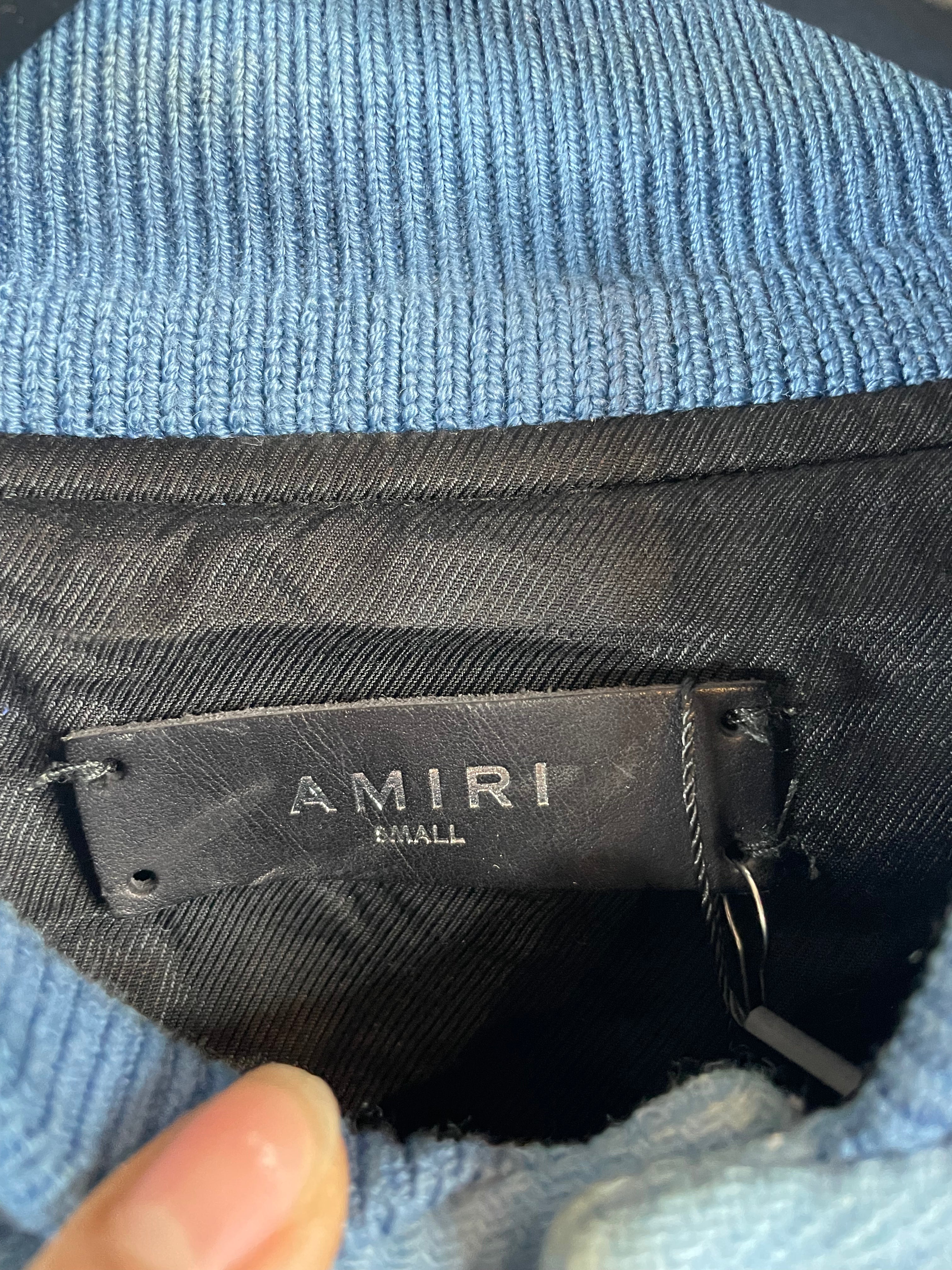 Amiri Varsity Jacket Baby Blue Cream Used Small