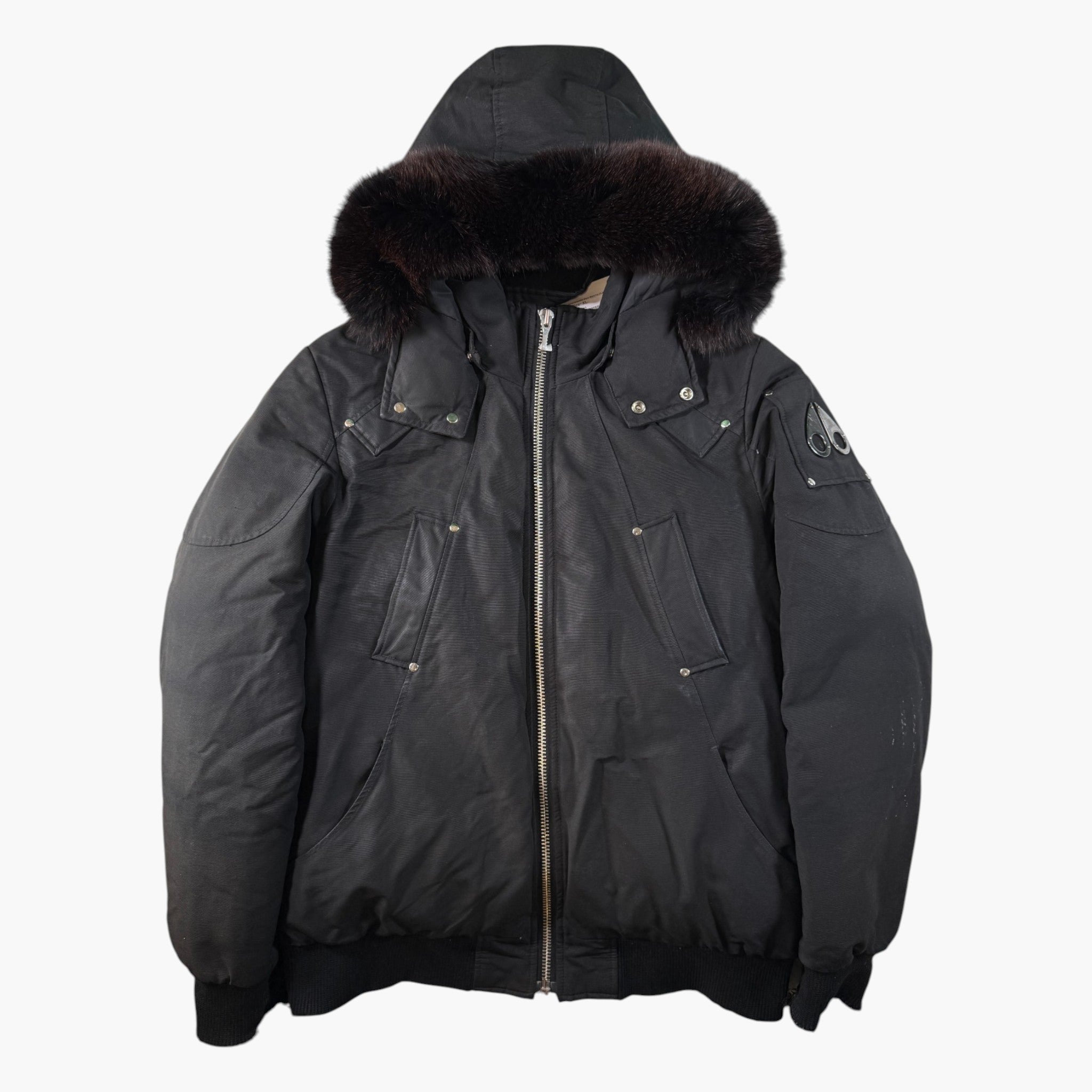Moose Knuckles Black & Black Fur Bomber Jacket