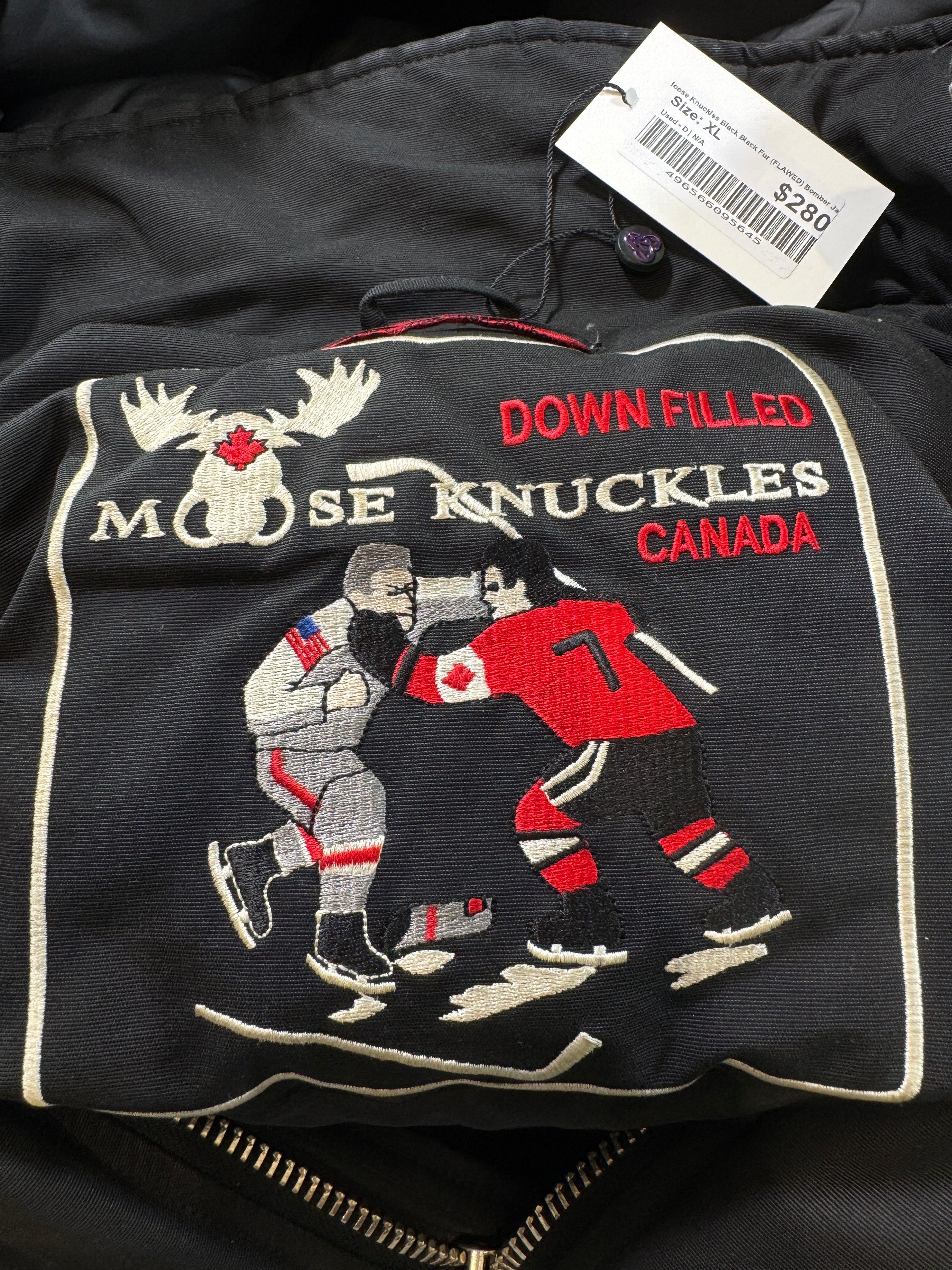 Moose Knuckles Black & Black Fur Bomber Jacket