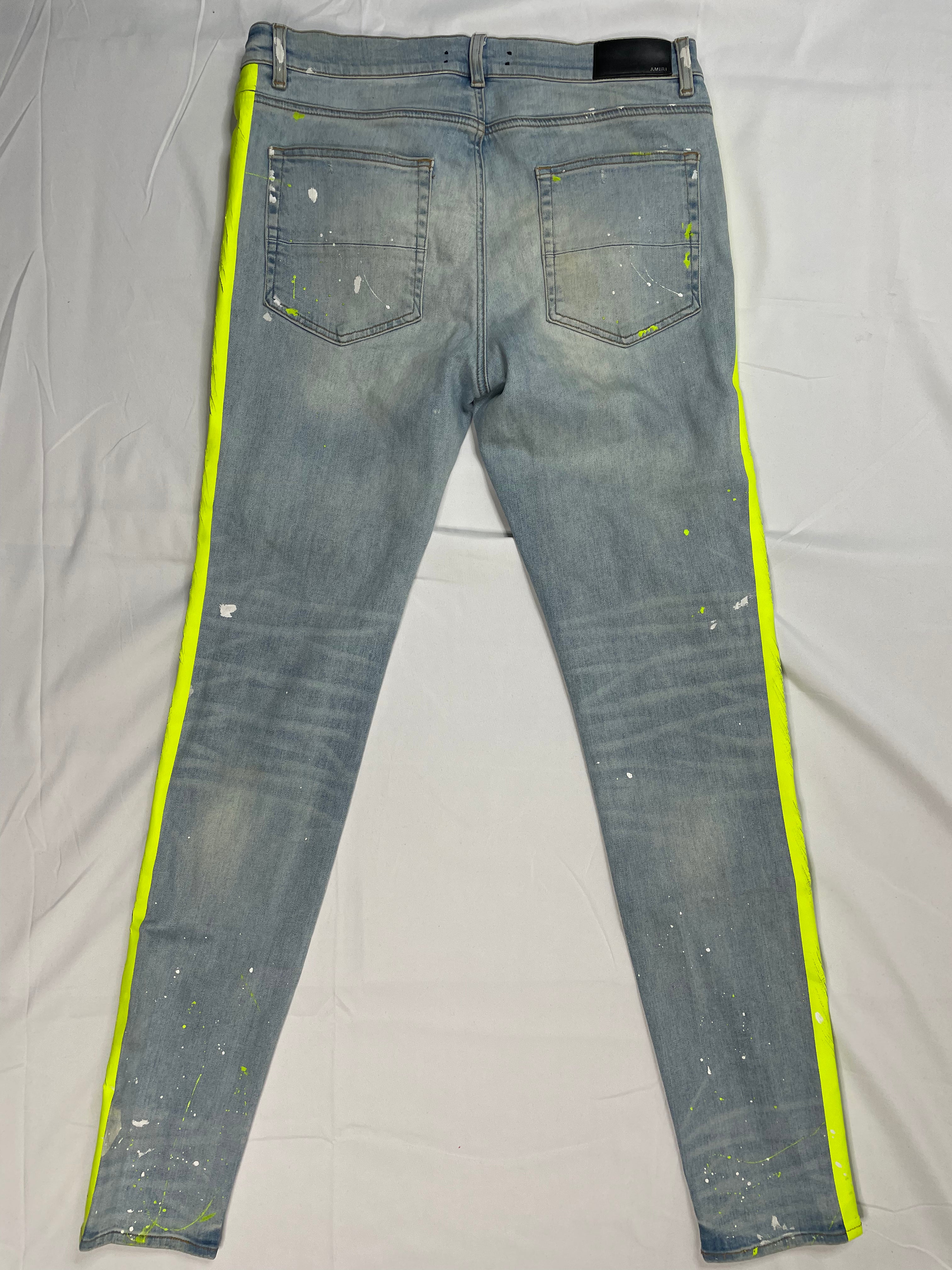 Amiri Neon Stripe Light Wash Jeans