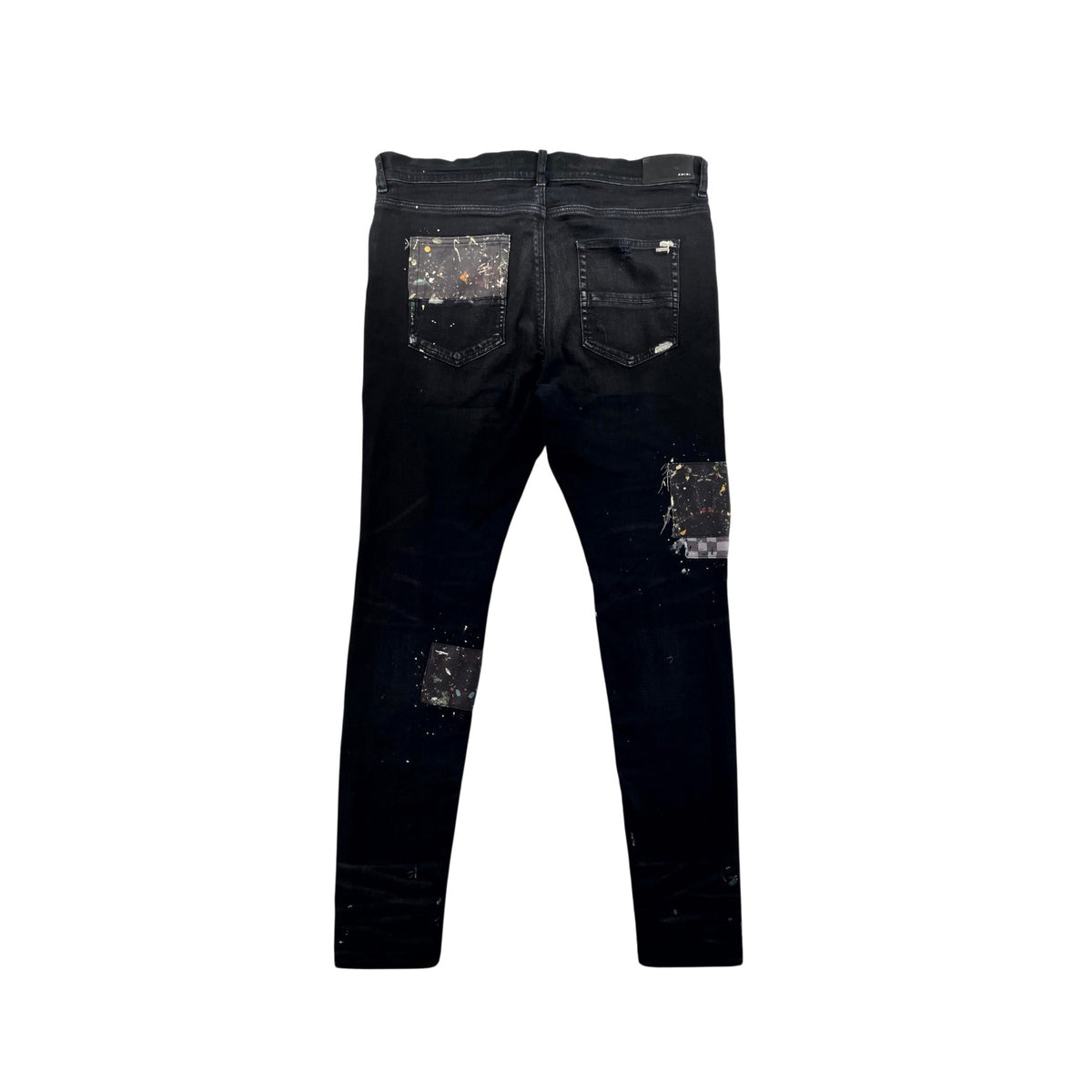 Amiri Paint Splatter Art Patchwork Black Wash Jeans