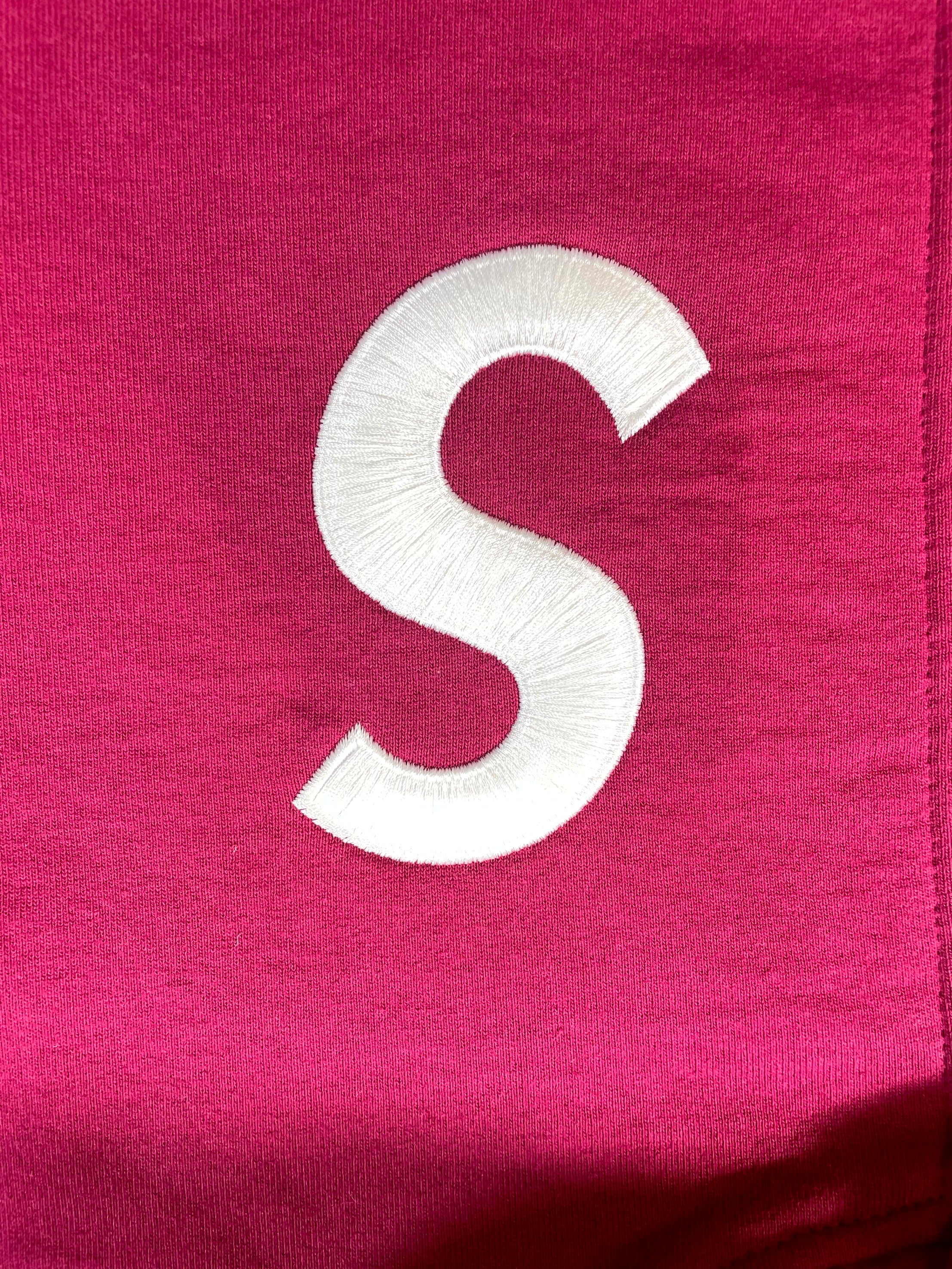 Supreme Embroidered S Logo Zip Up Dark Berry & White Hoodie