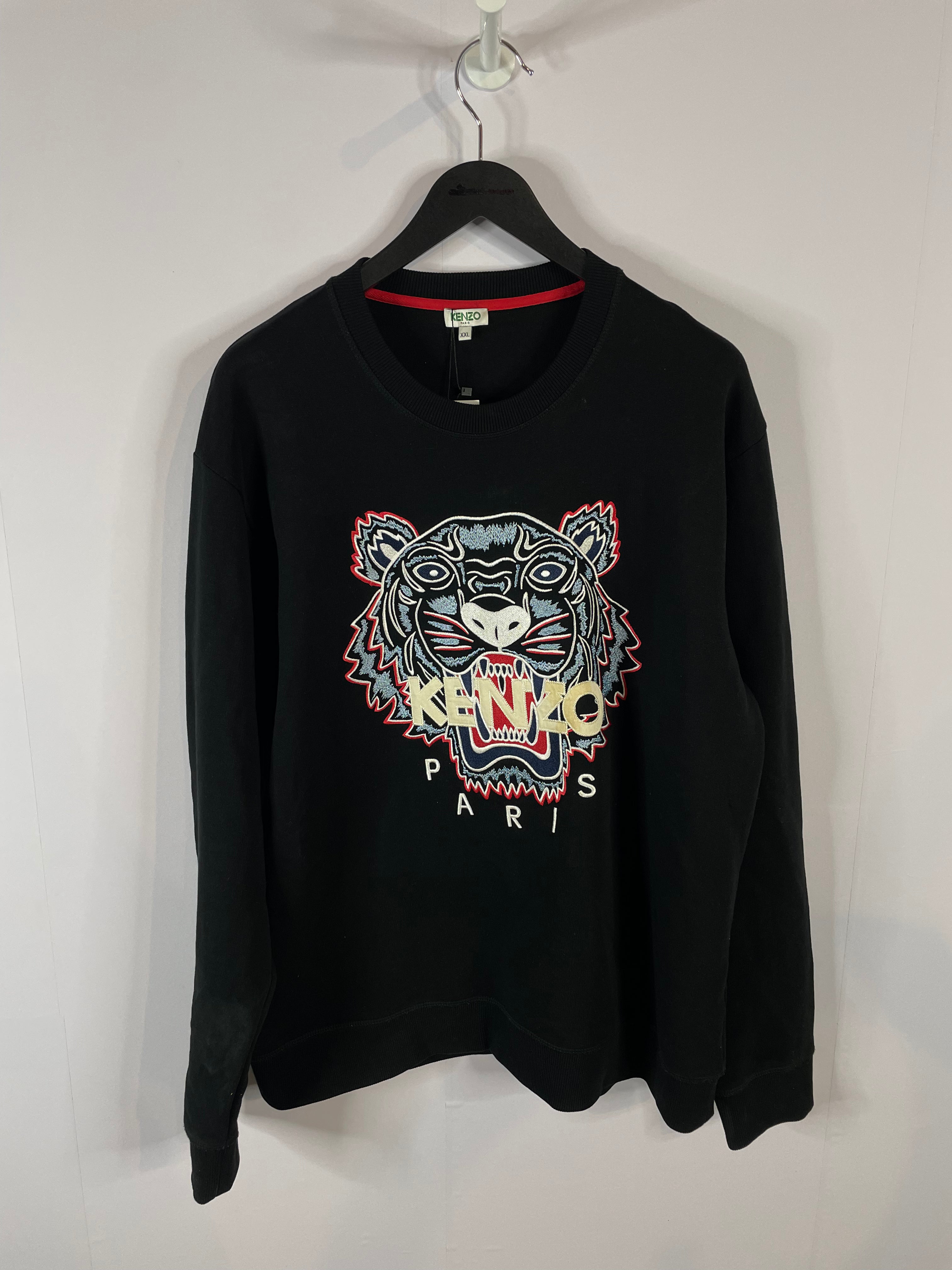 Kenzo Paris Tiger Crewneck Black Red Blue Used XXL