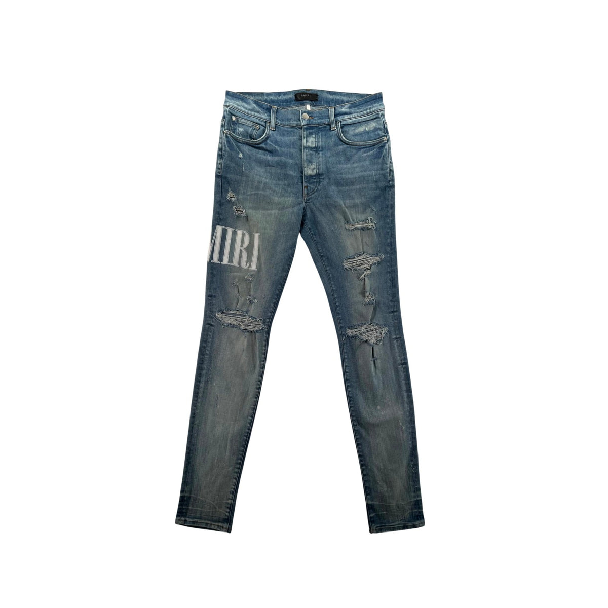 Amiri Side Logo Light Wash & White Jeans