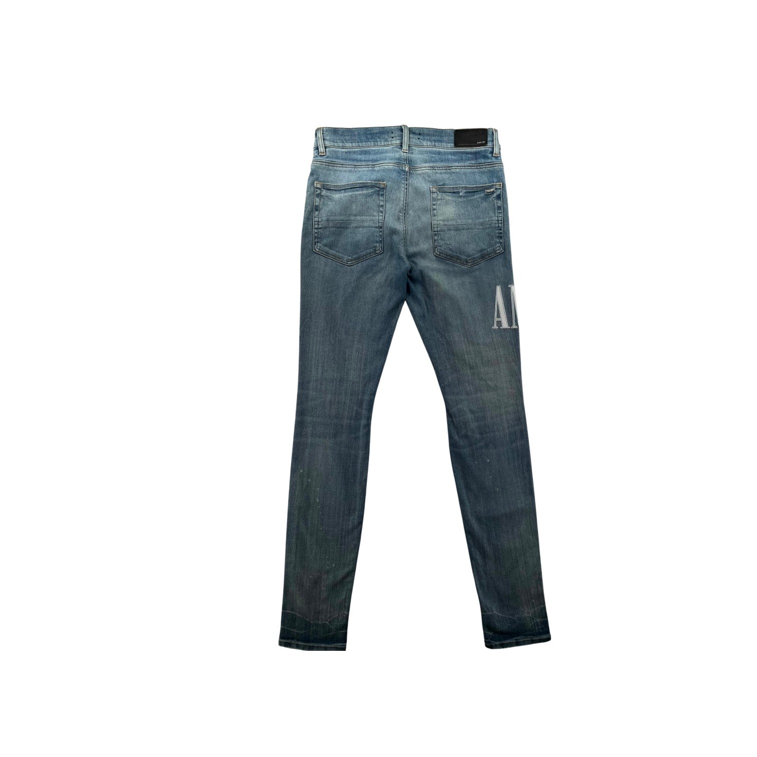 Amiri Side Logo Light Wash & White Jeans