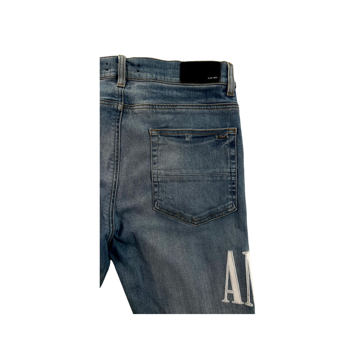 Amiri Side Logo Light Wash & White Jeans
