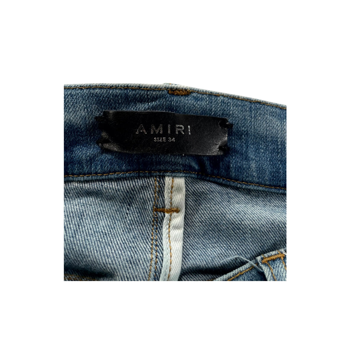 Amiri Side Logo Light Wash & White Jeans