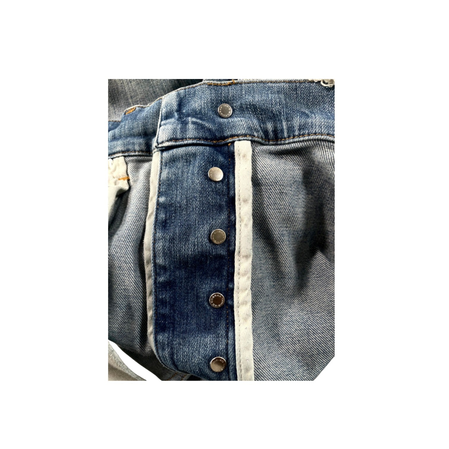 Amiri Side Logo Light Wash & White Jeans