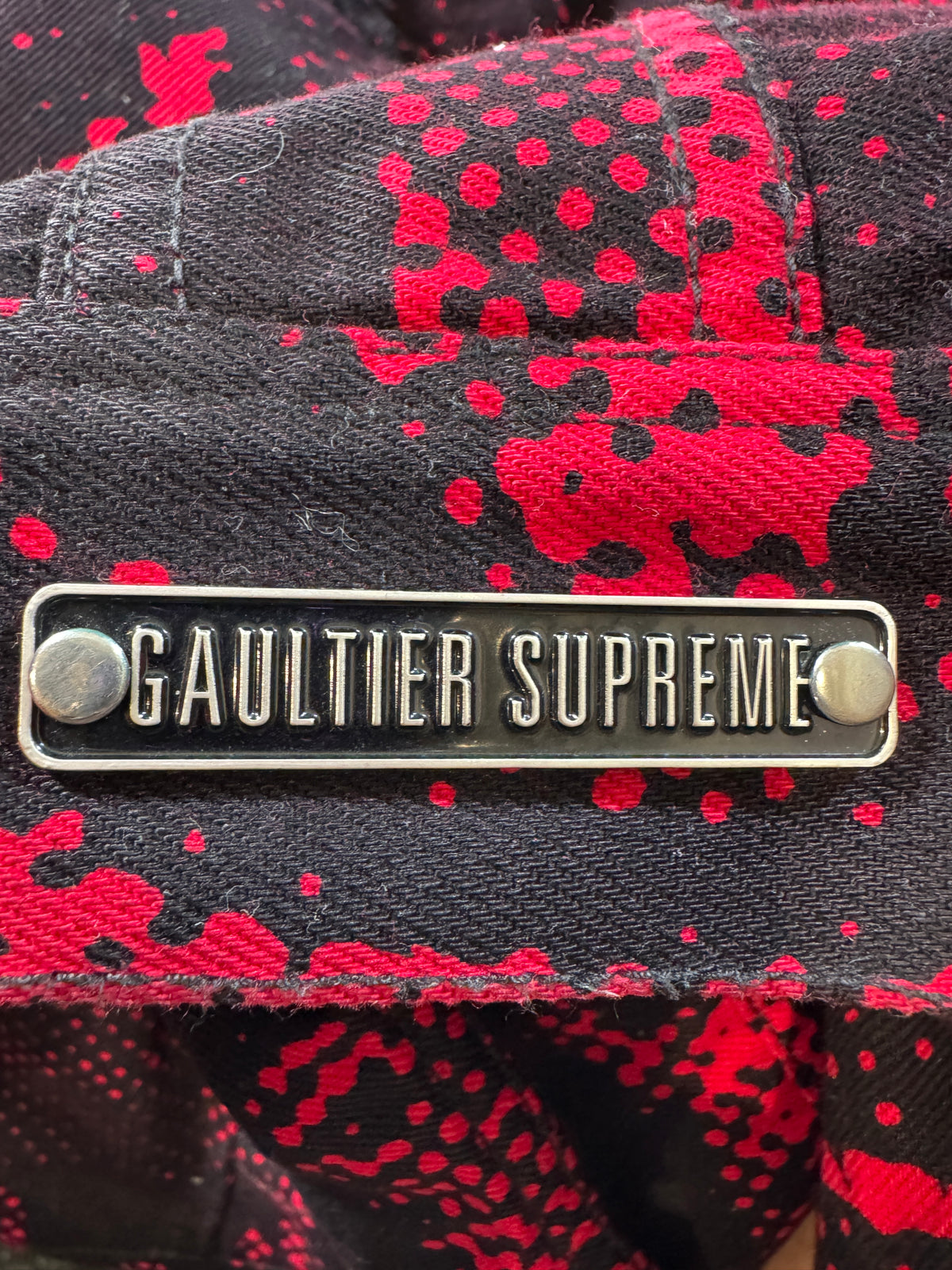 Supreme x JPG Black & Red Denim Jacket